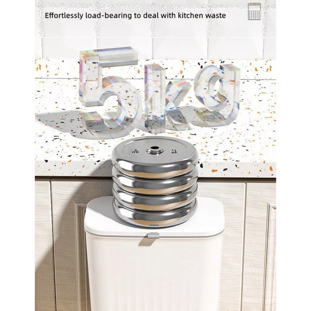 9 Liter Wall Mounted Kitchen Trash Bin, Hanging Waste Bin with Lid