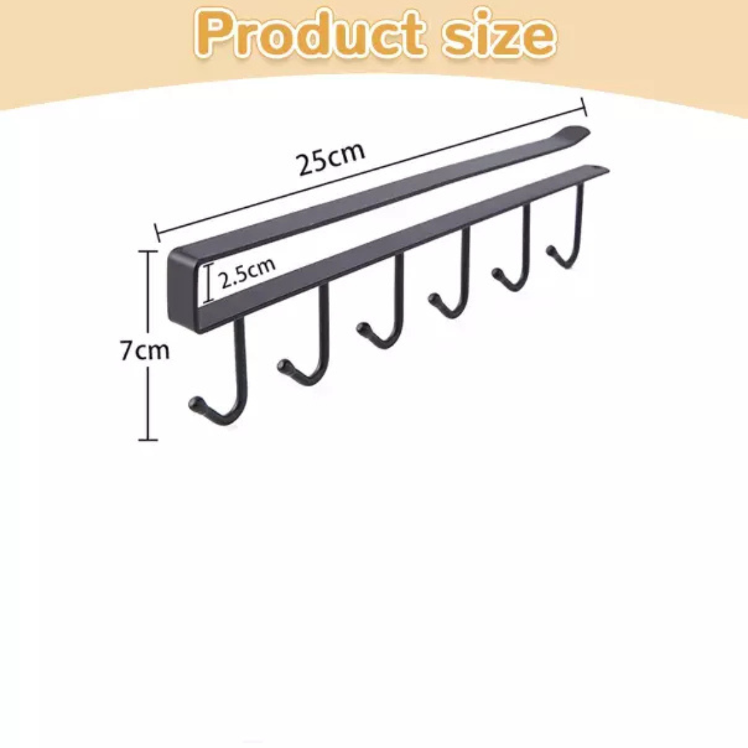 6 Hooks Under Cabinet Hanger Organizer