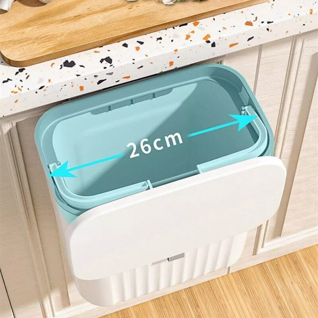 9 Liter Wall Mounted Kitchen Trash Bin, Hanging Waste Bin with Lid