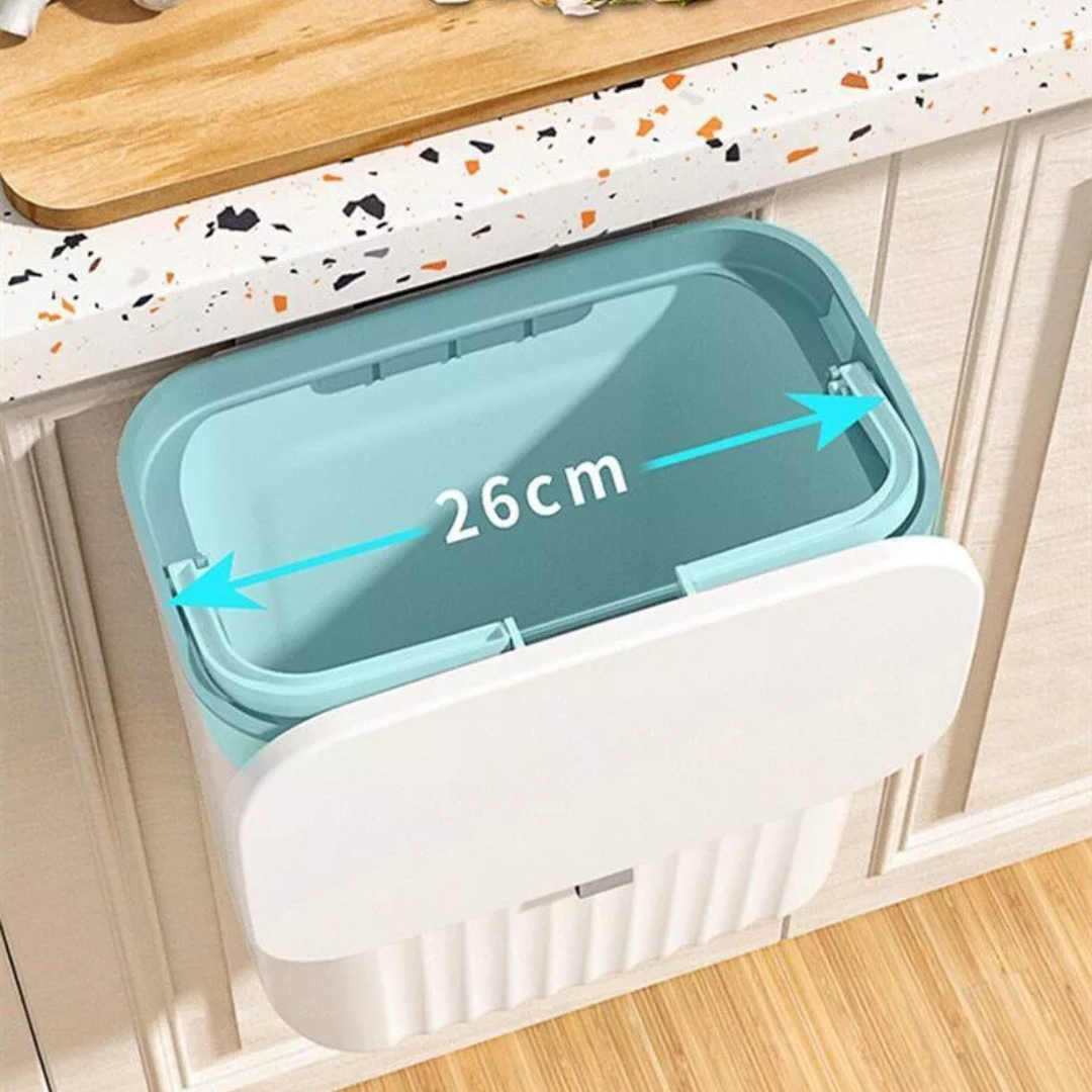 9 Liter Wall Mounted Kitchen Trash Bin, Hanging Waste Bin with Lid