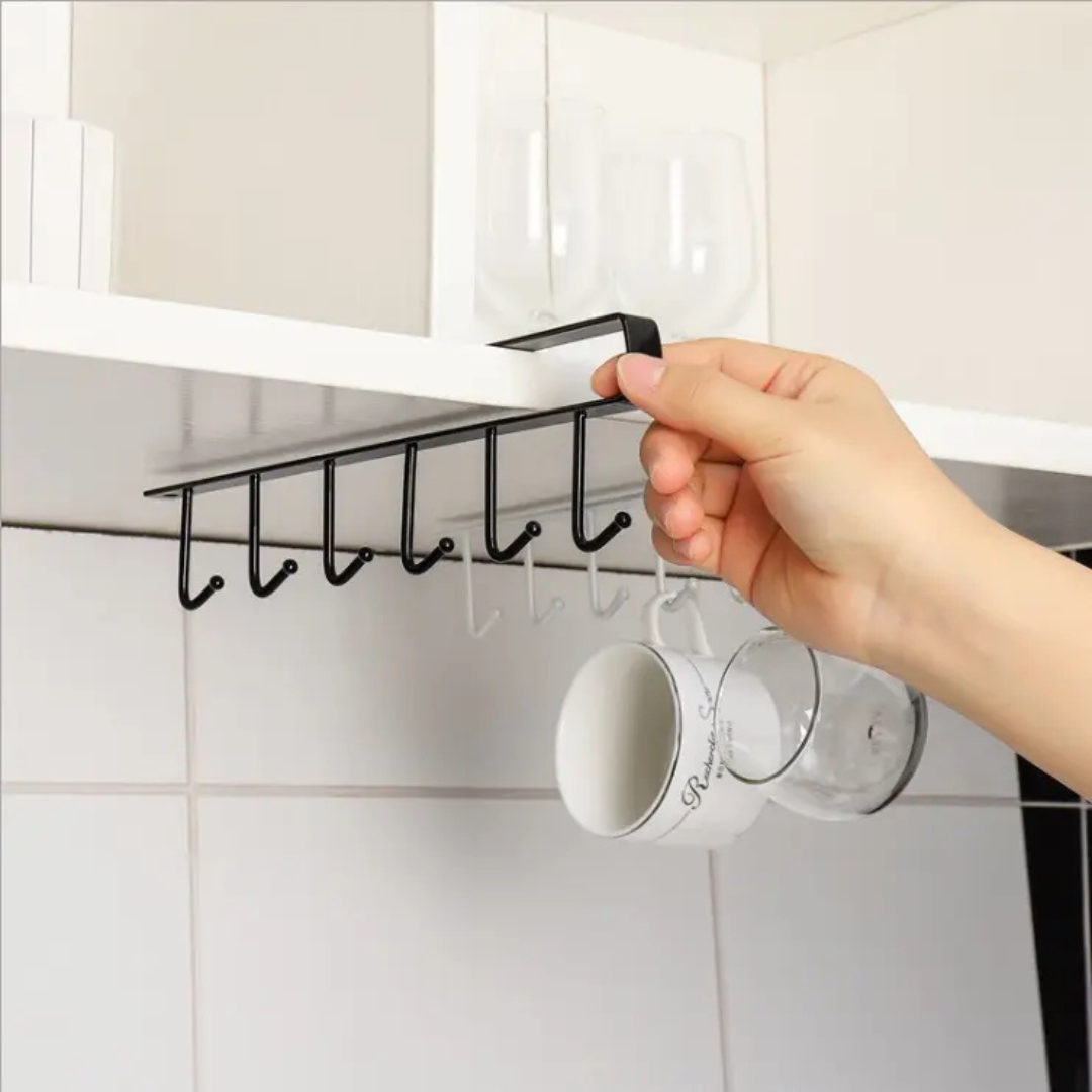 6 Hooks Under Cabinet Hanger Organizer