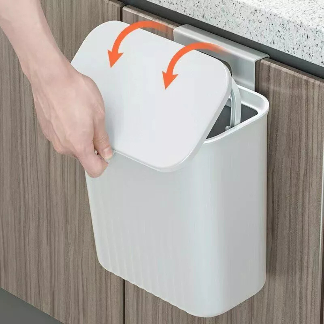 9 Liter Wall Mounted Kitchen Trash Bin, Hanging Waste Bin with Lid