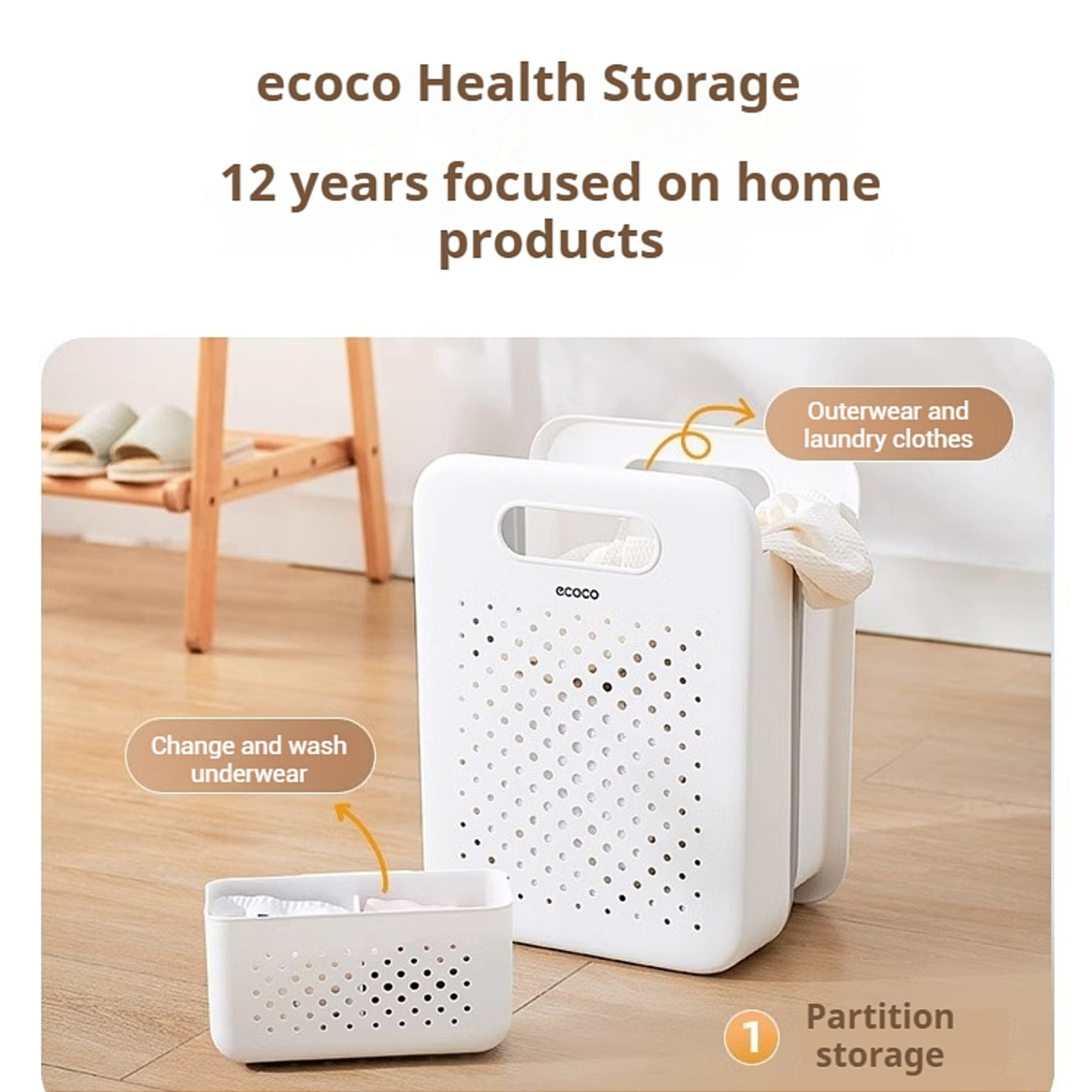 Ecoco Wall Mounted Laundry Basket with Undergarments Compartment