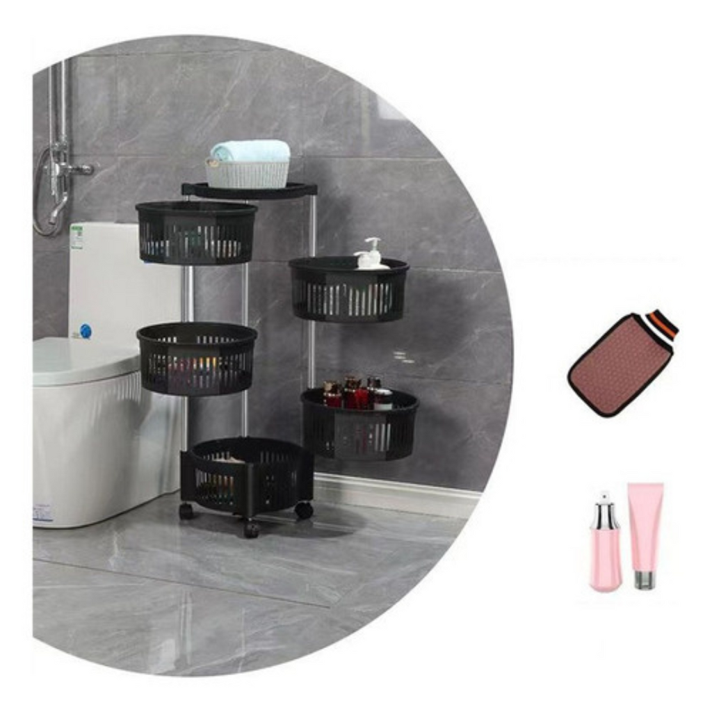 360° Rotating Kitchen Storage Rack, 5 Layer Organizer Shelf