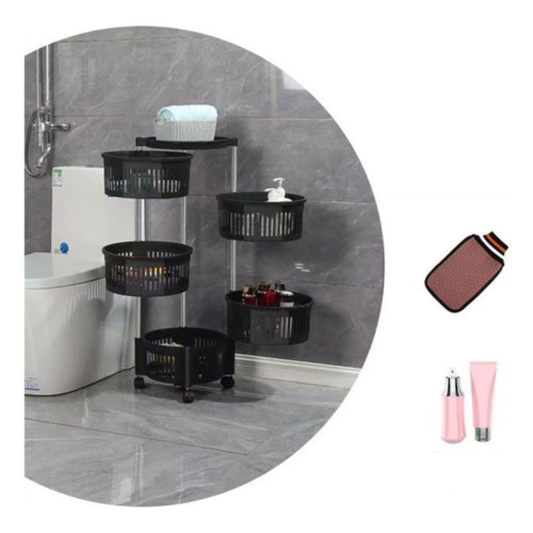 360° Rotating Kitchen Storage Rack, 5 Layer Organizer Shelf
