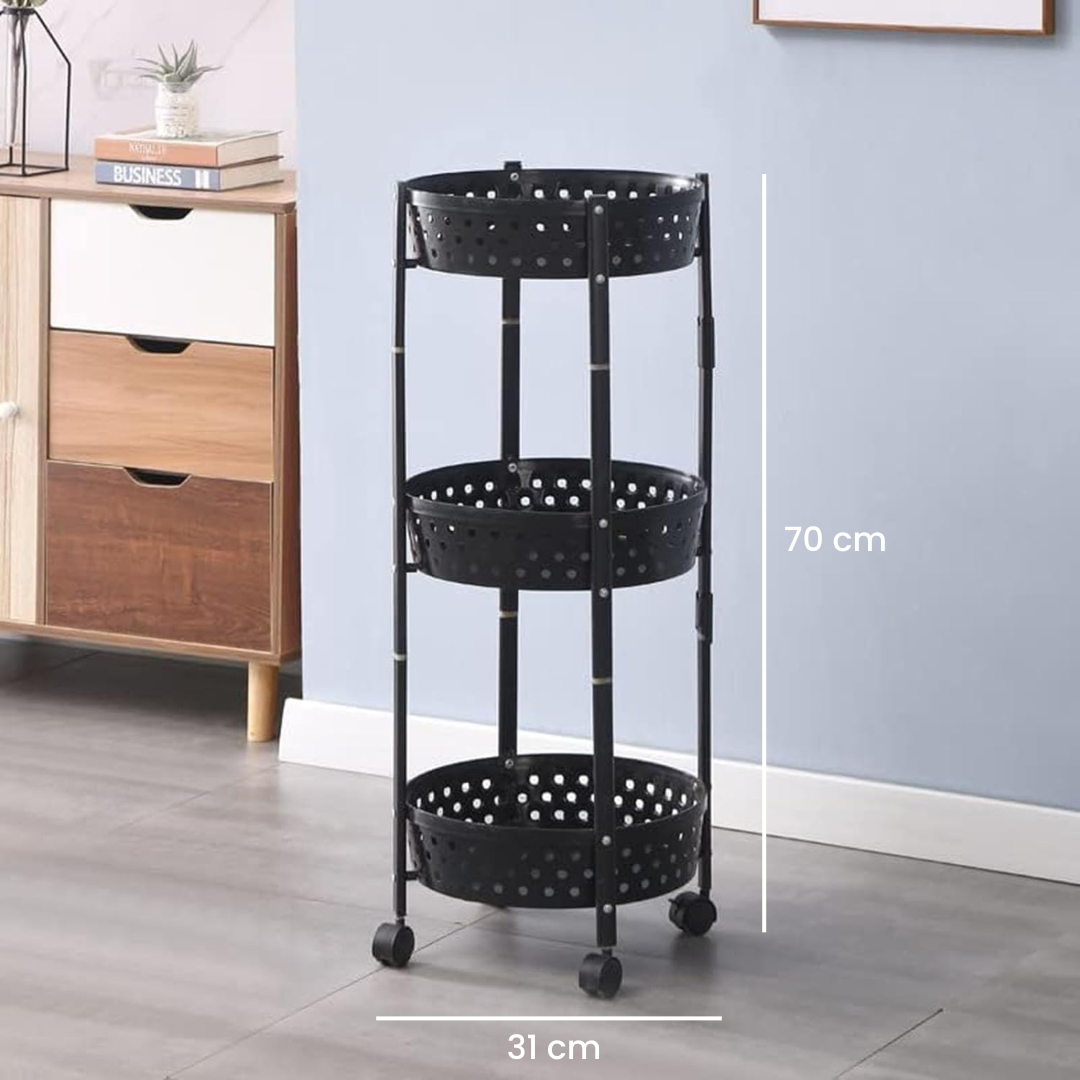3 Layer Kitchen Trolley Rack - Kitchen Storage Shelf with Wheels