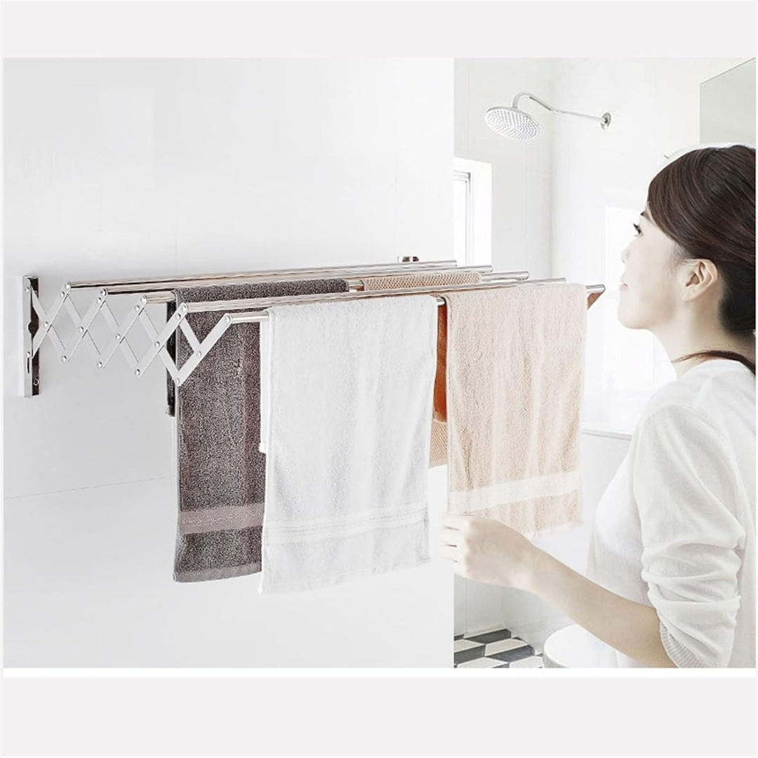 Wall Mounted Foldable Clothes Drying Rack - Extendable Laundry Hanger