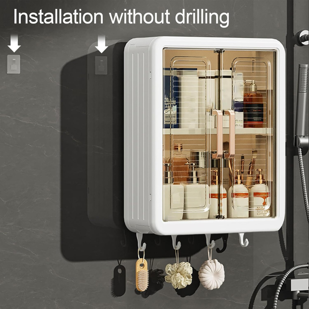 Wall Mounted Storage Cabinet - 3 Layer Punch Free Organizer Rack