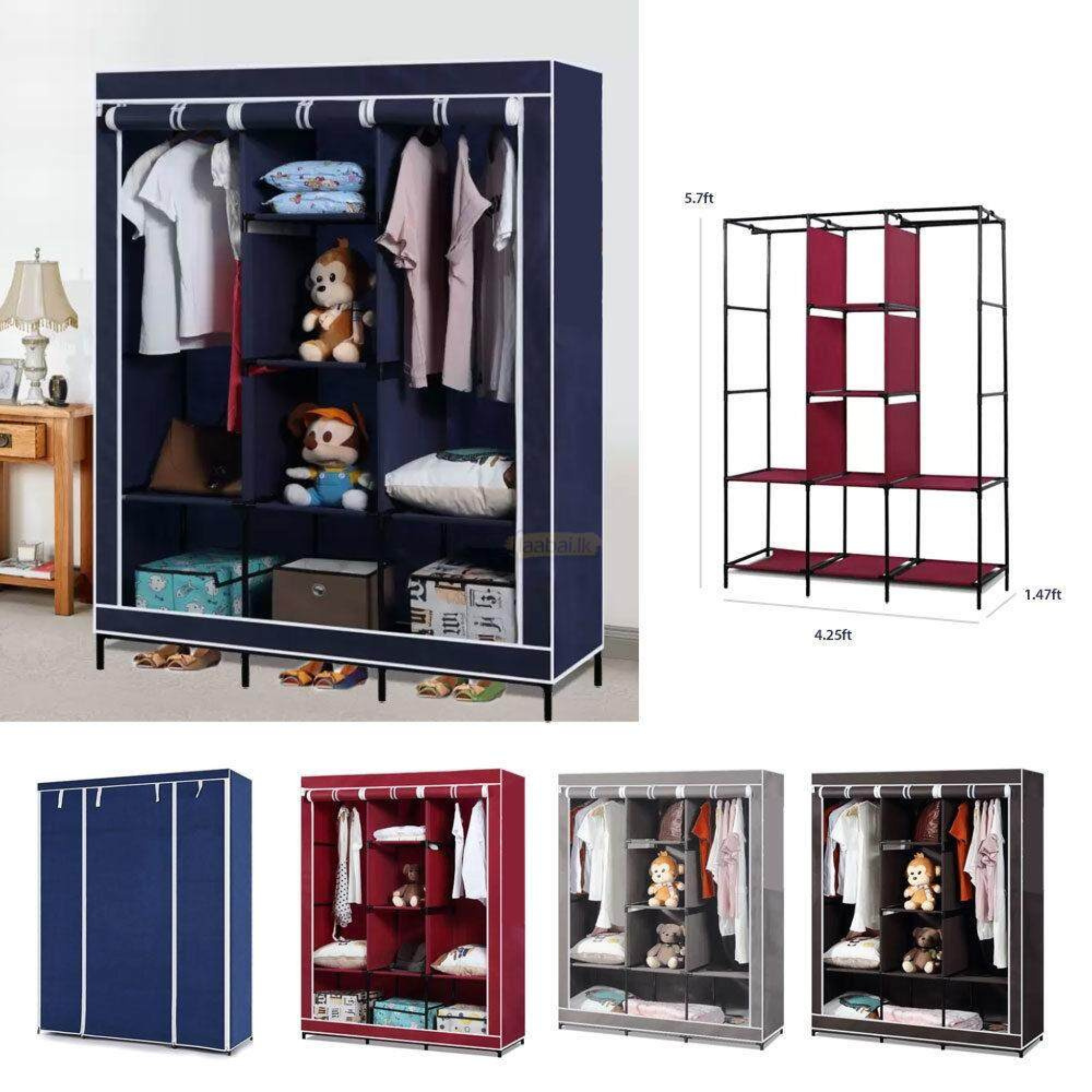 3 Column Wardrobe Storage Cabinet
