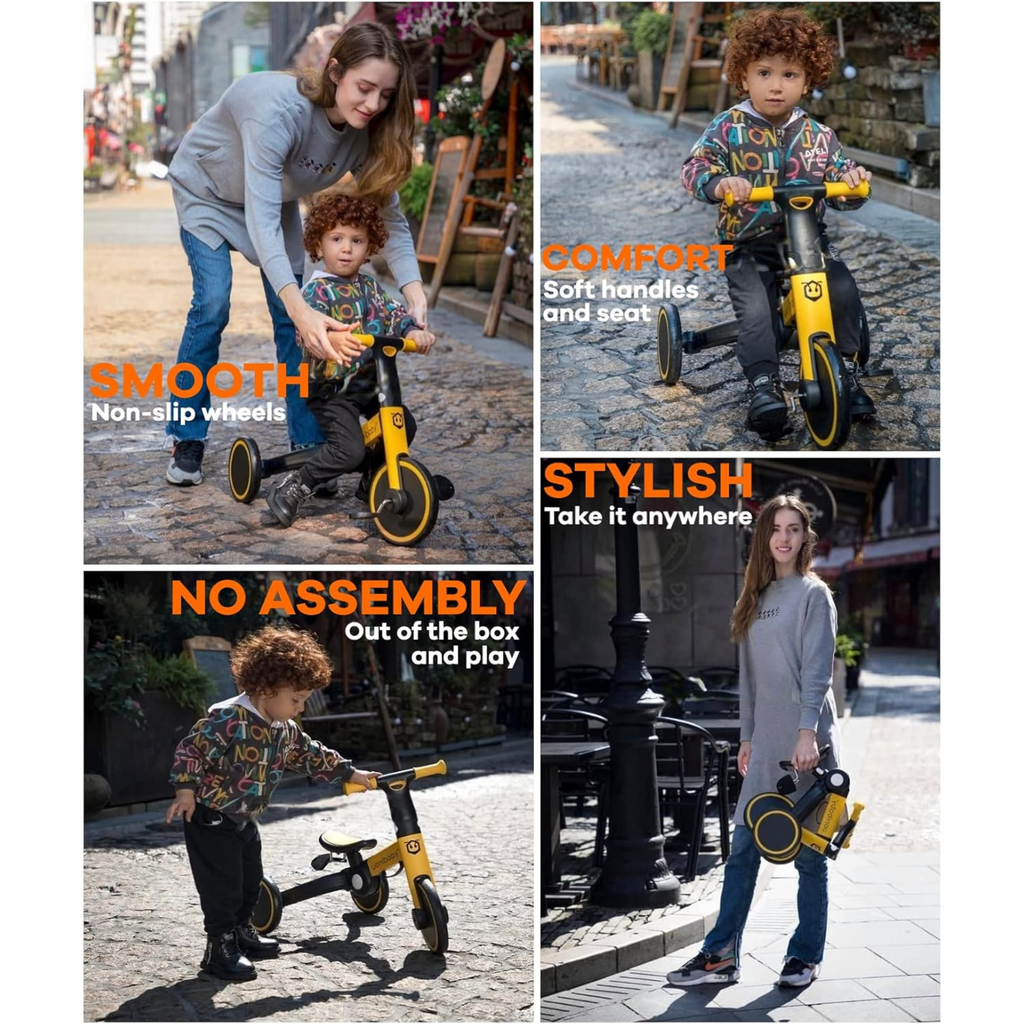 5 IN 1 Folding Tricycle, Balance Bicycle for Kids, Removable Pedal Scooter for Toddlers