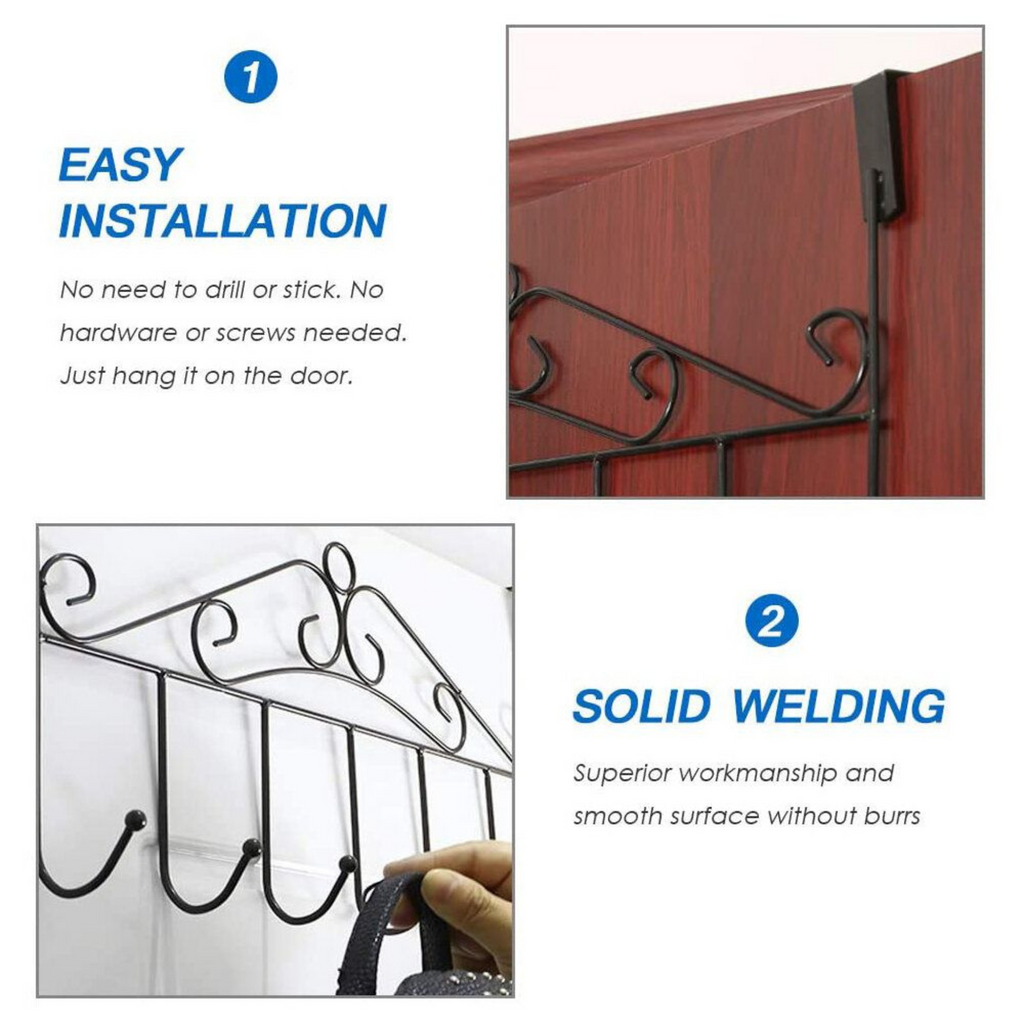 Space Saving 7 Hooks Stainless Steel Door Back Clothes Hanger