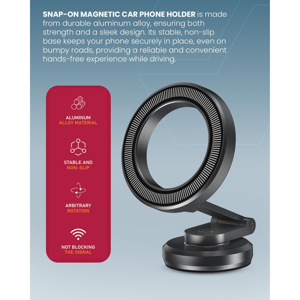 Moxedo 360° Rotating Foldable Snap-On Magnetic Car Phone Holder