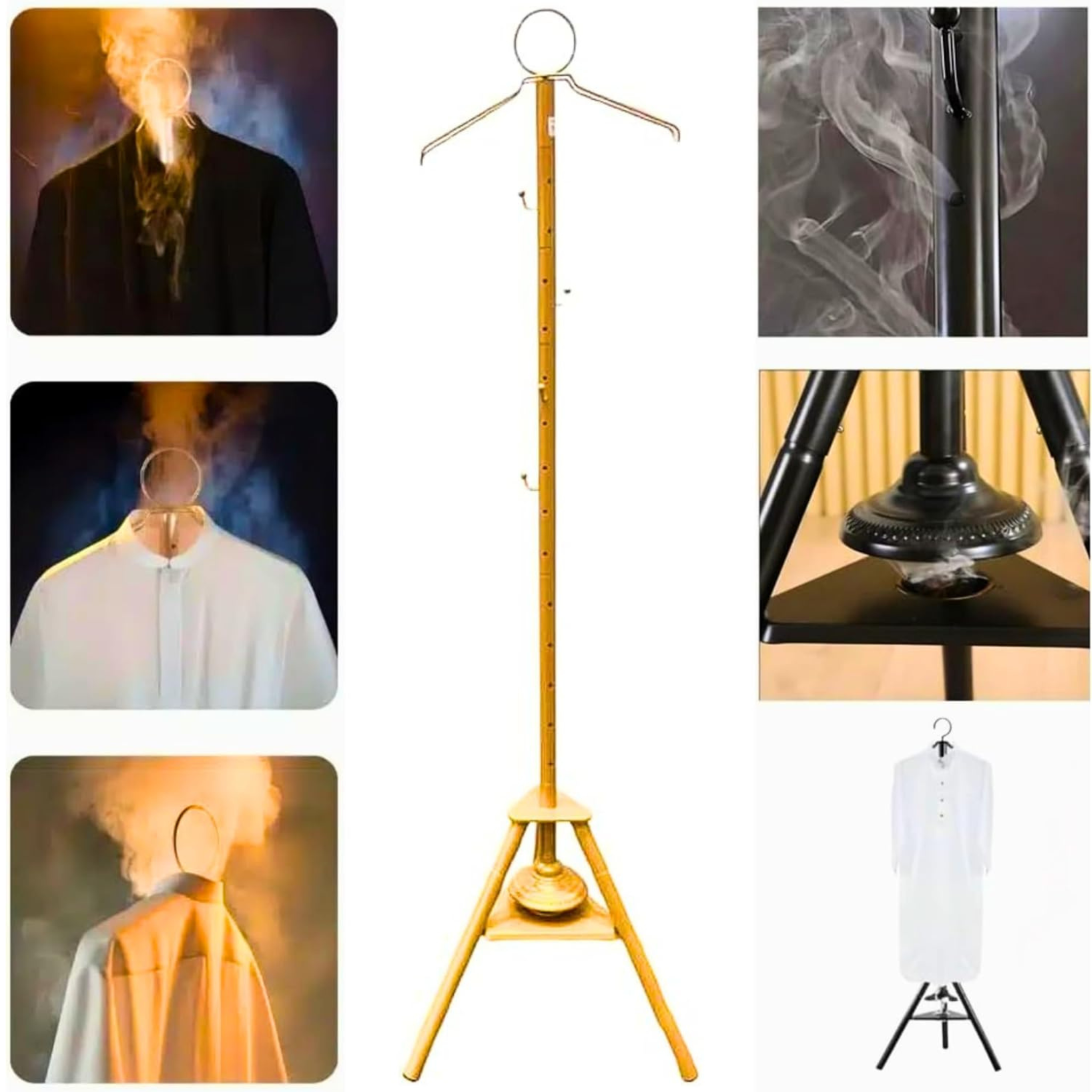 Vertical Clothes Bakhoor Incense Burner Stand, Abaya Garment Steamer Stand