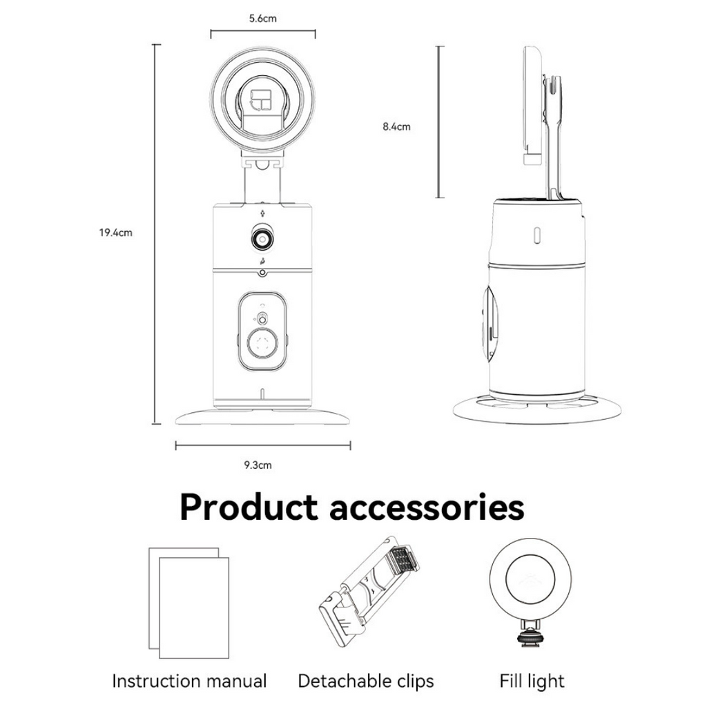 Yesido Mobile Phone Stabilizer Tripod - 360° Wireless Auto Face Tracking Al Cloud Eye Stabilizer