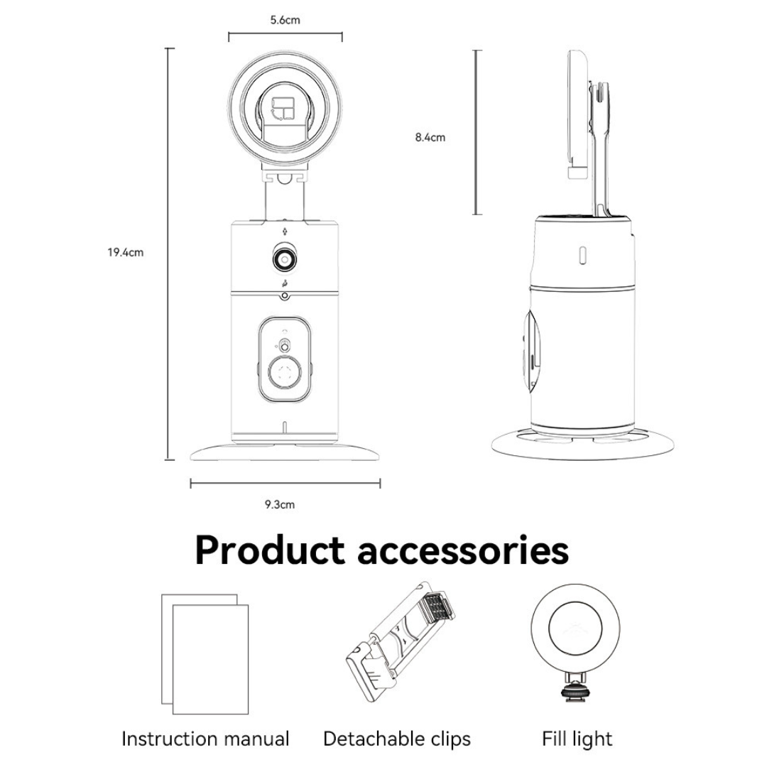 Yesido Mobile Phone Stabilizer Tripod - 360° Wireless Auto Face Tracking Al Cloud Eye Stabilizer