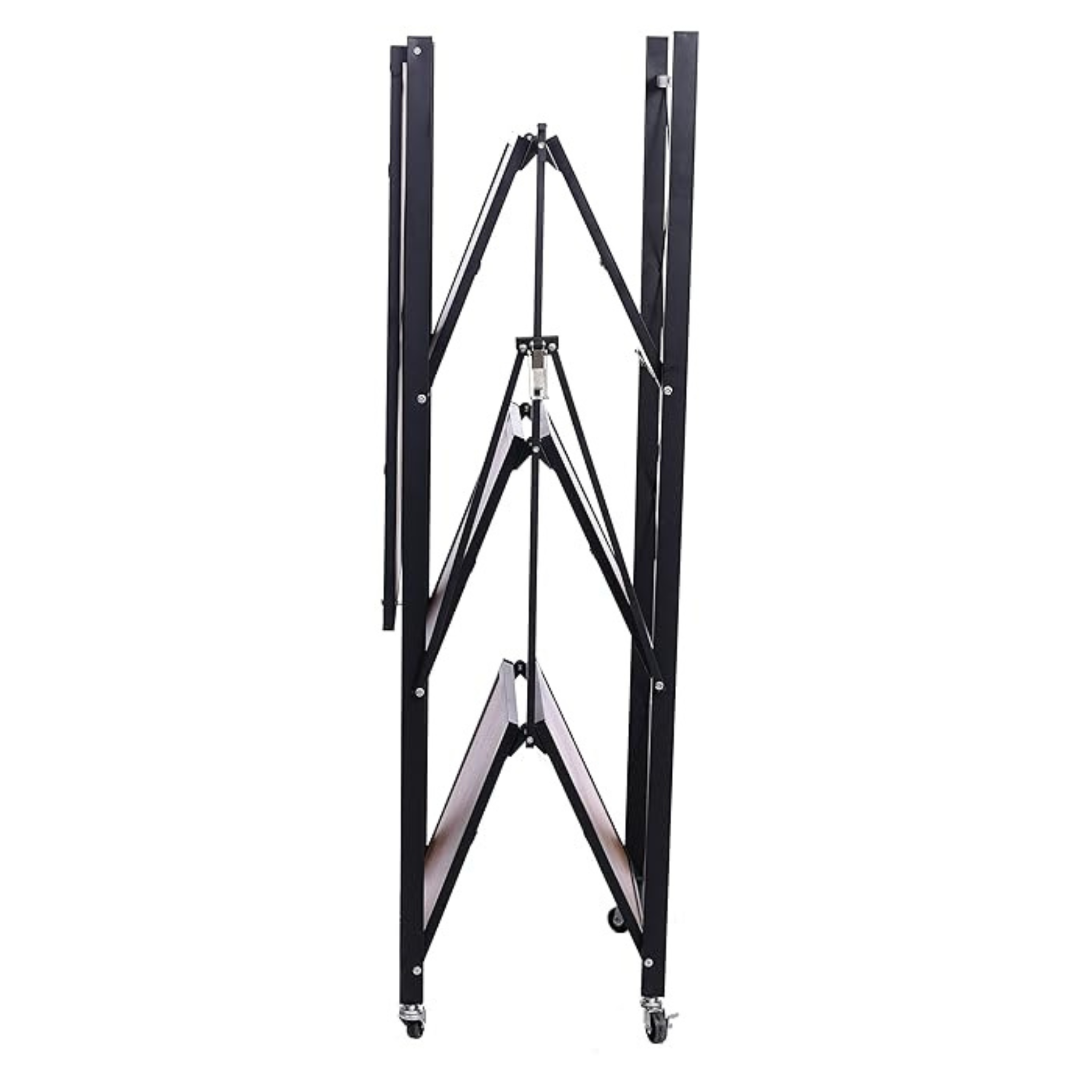 Heavy Duty Folding Storage Rack with Wooden Shelf for Kitchen and Home