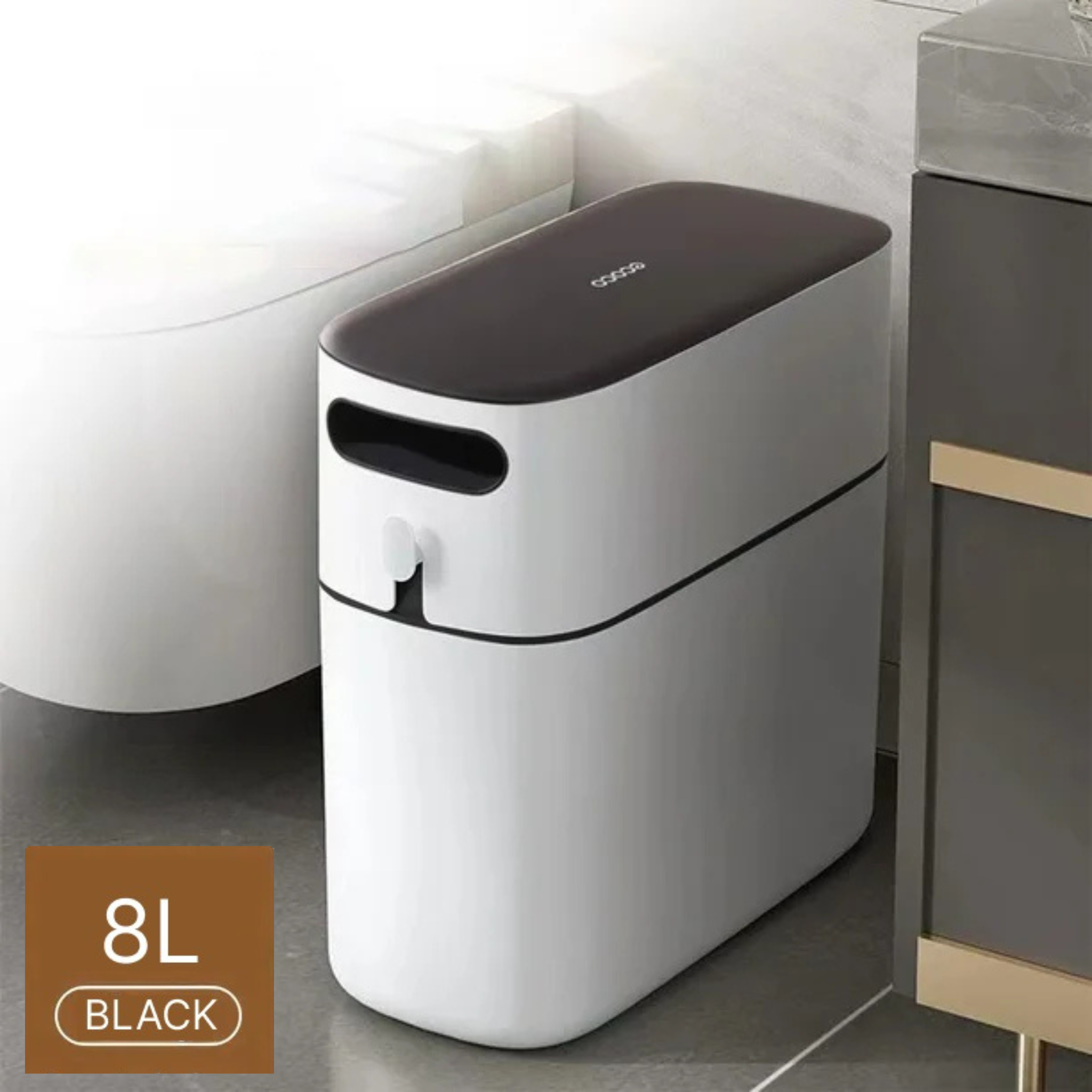 Ecoco Narrow Space Press-type Trash Can, Household Garbage Waste Bin