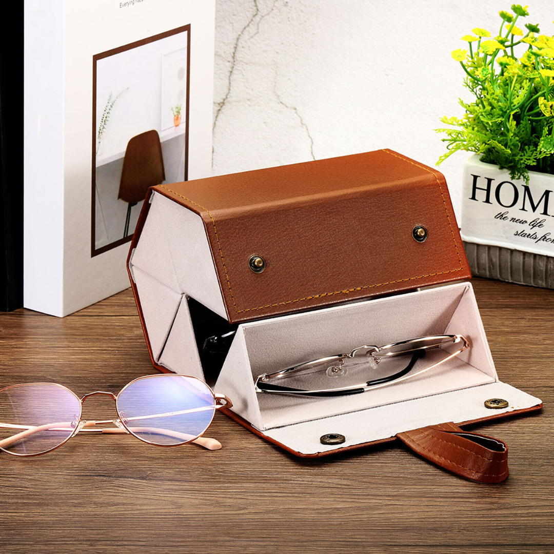 6 Slots Foldable Leather Travel Sunglass Organizer