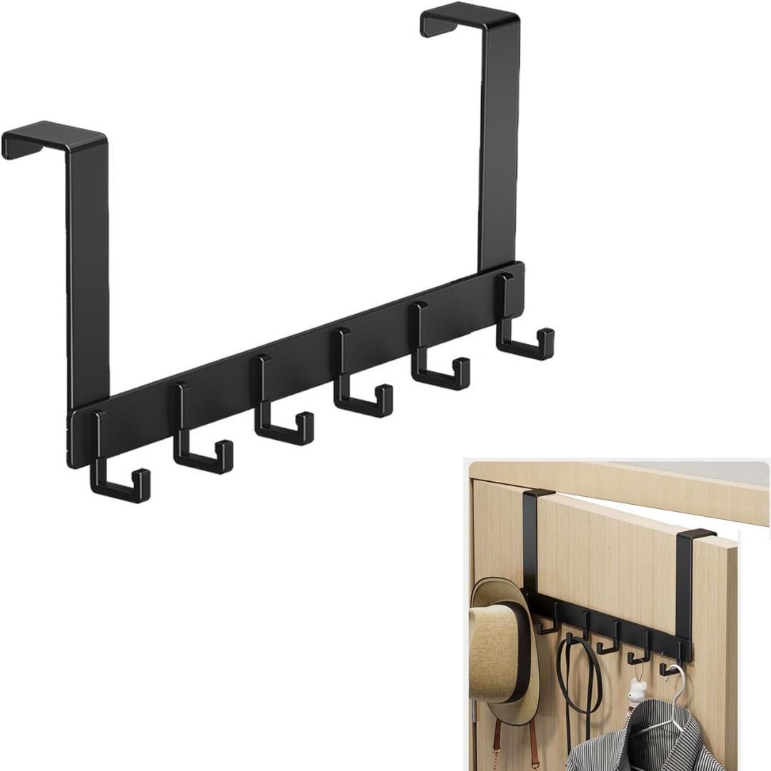 6 Hooks Metal Door Back Clothes Hanger