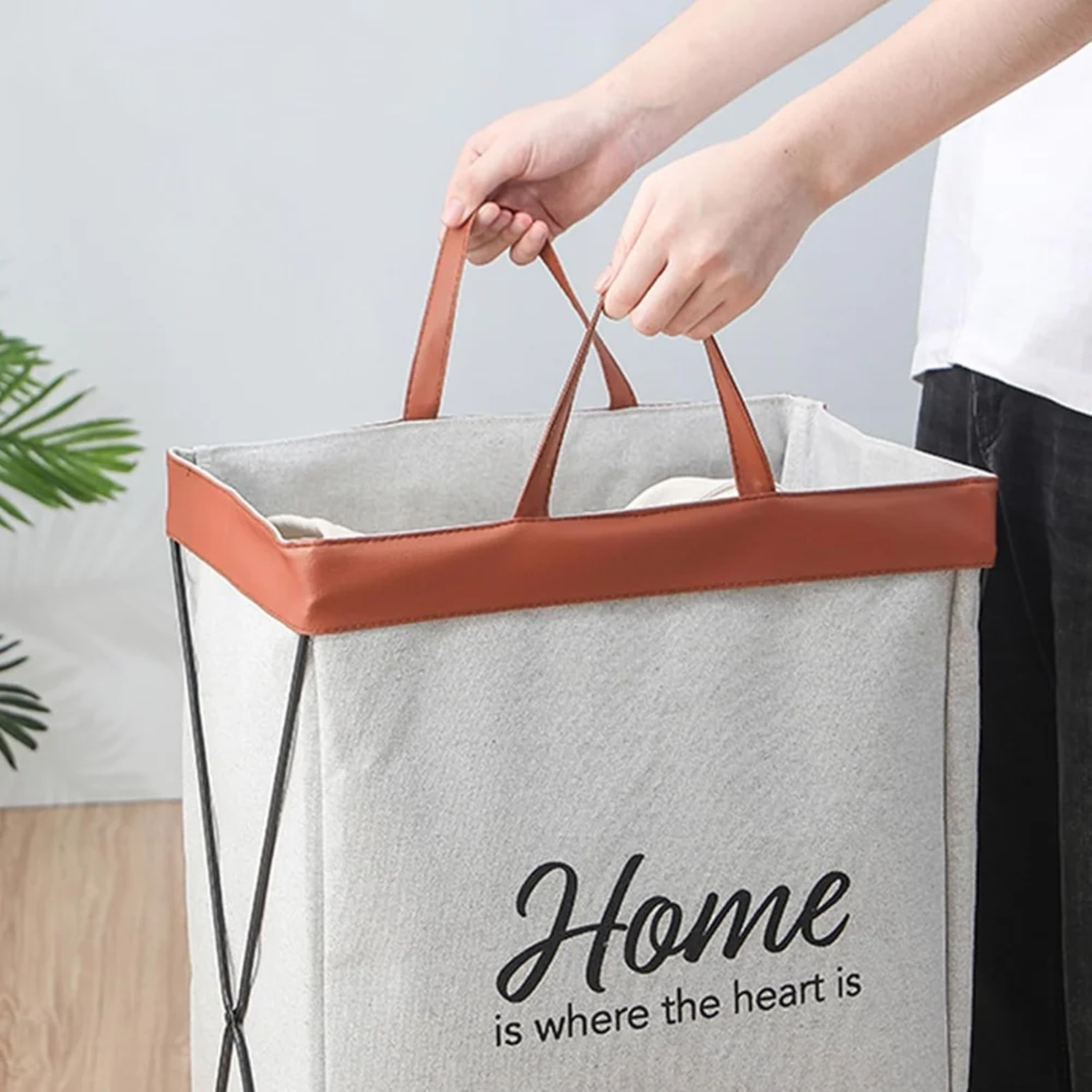 Home Easy Folding Laundry Basket with Wheels