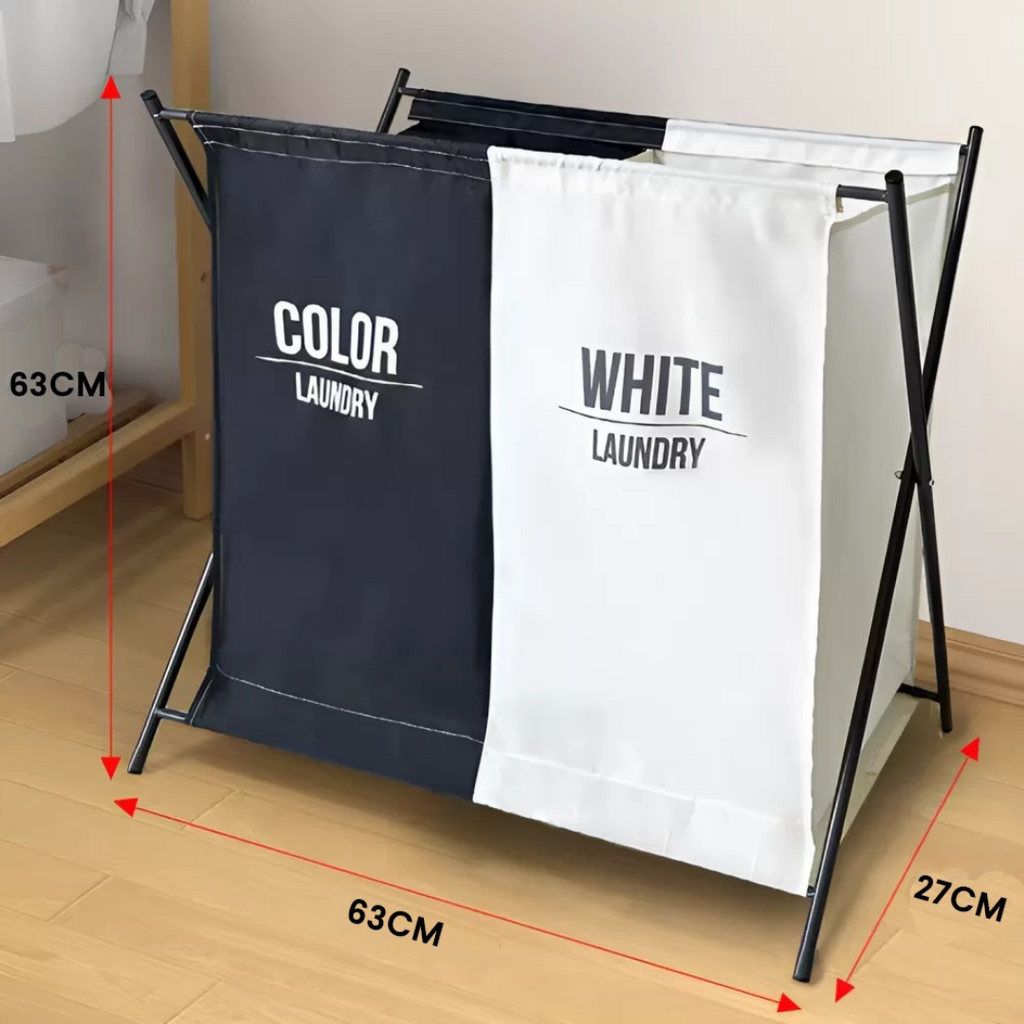 Collapsible Color Separator Compartment Laundry Basket for Home