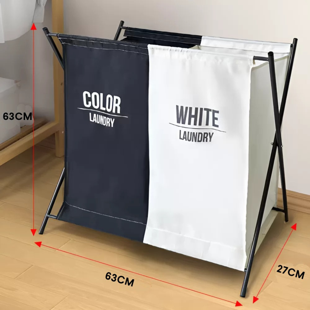 Collapsible Color Separator Compartment Laundry Basket for Home