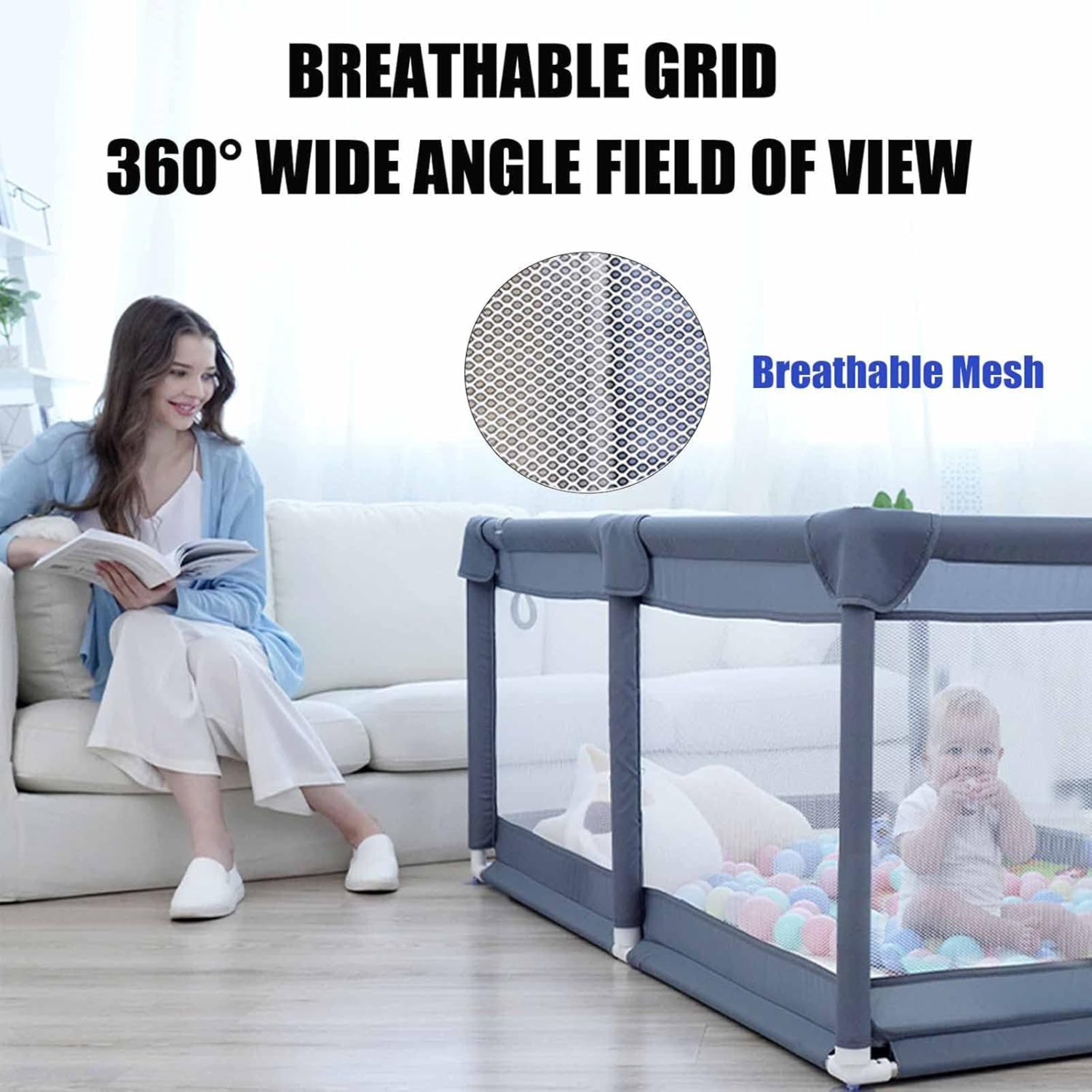 Large Playpen for Baby and Toddlers | Dark Grey | Without Balls
