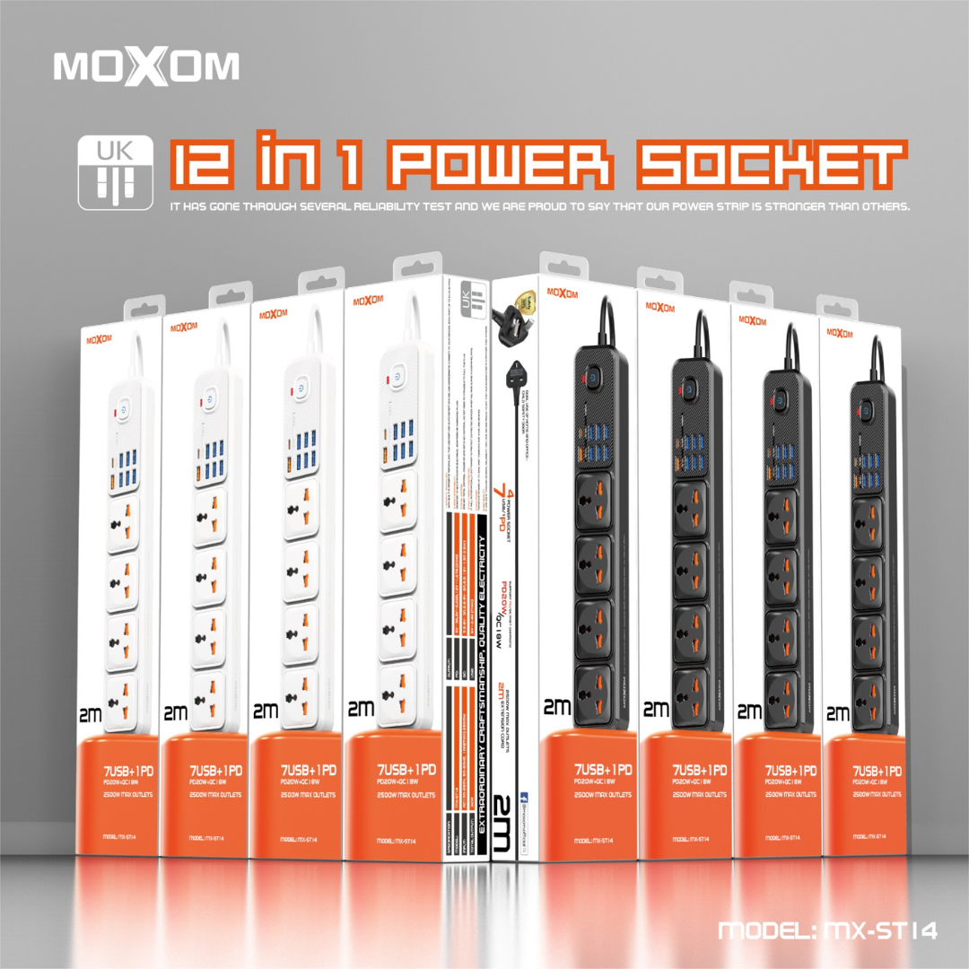 Extension Cord - MOXOM MX-ST14 12in1 Power Extension Socket Strip