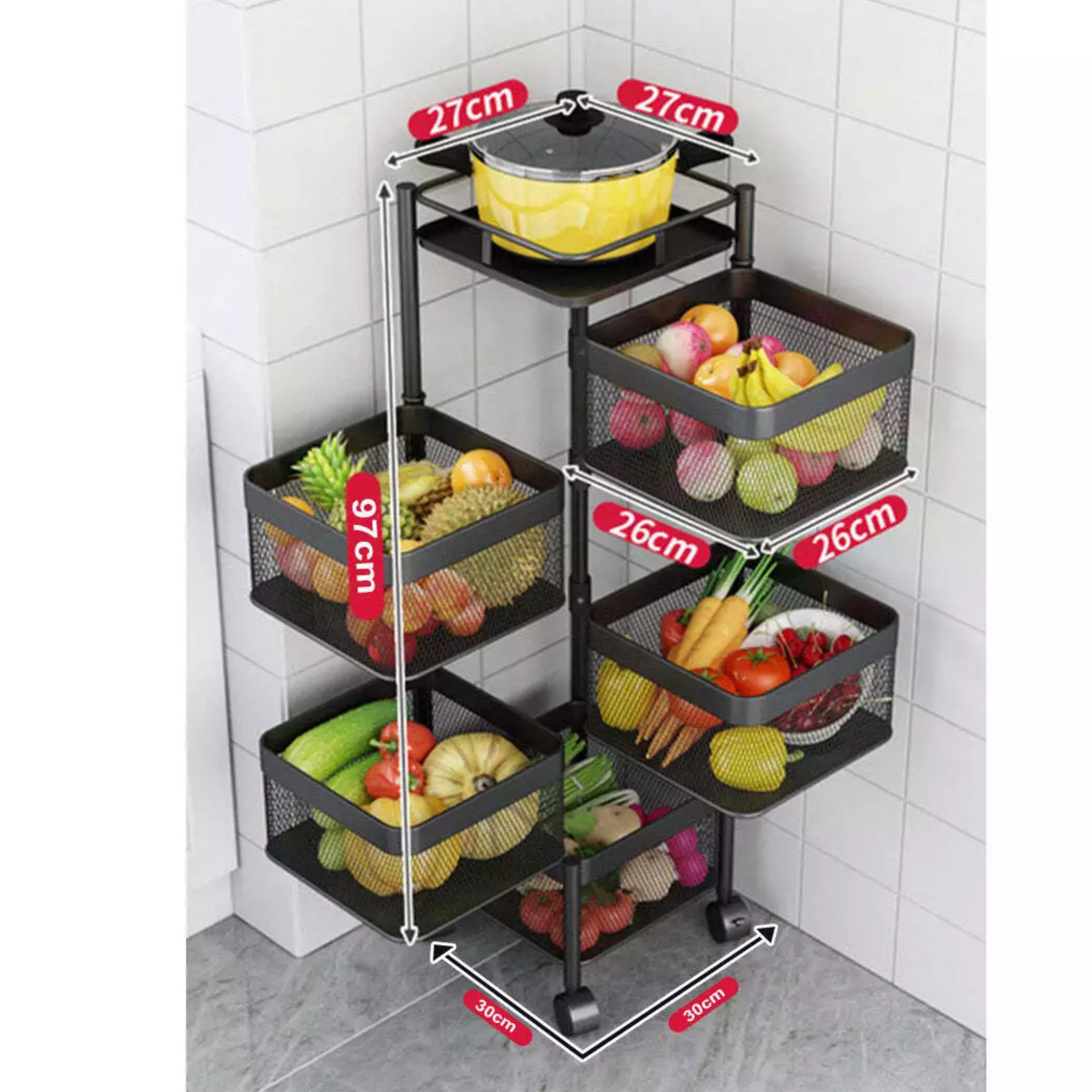 5 Layer Rotating Kitchen Organizer Storage Rack