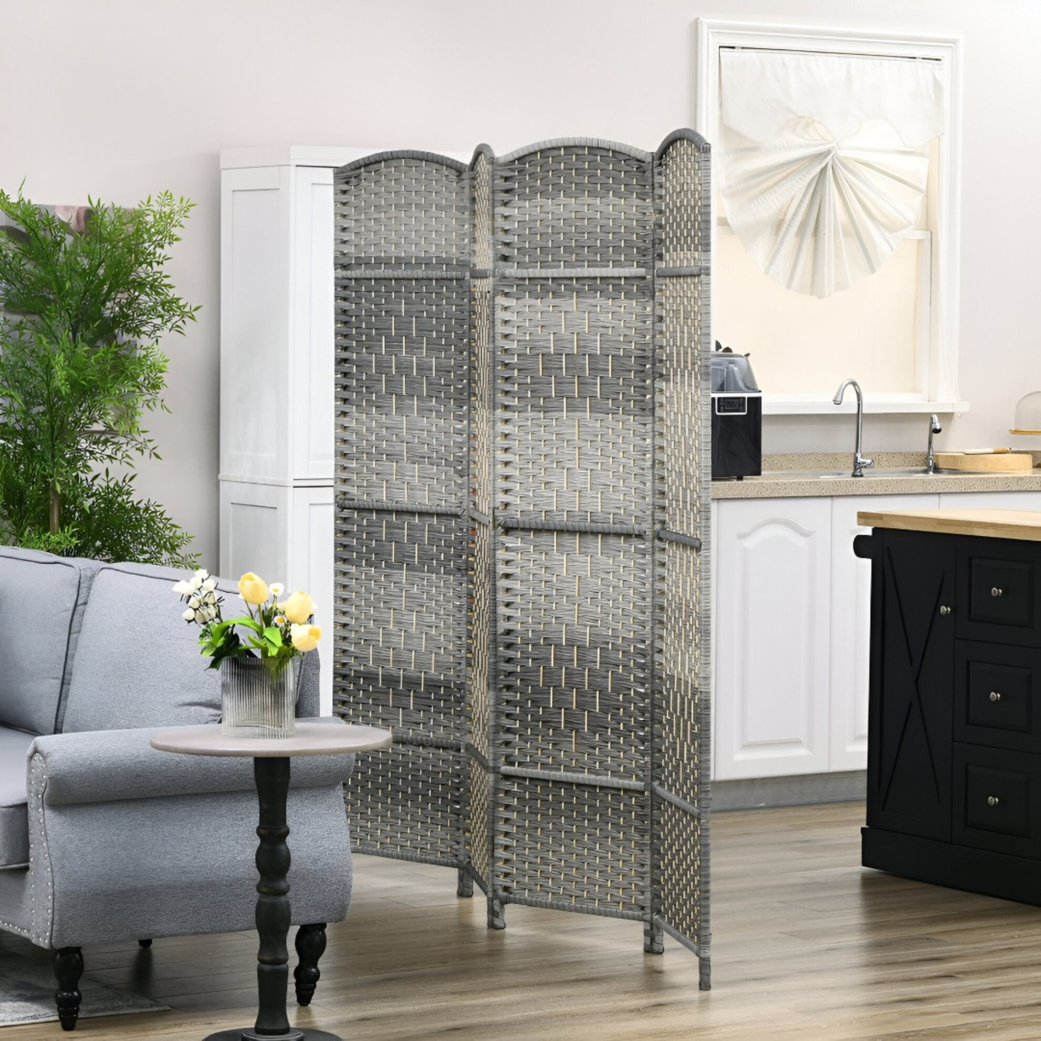 4 Panel Room Divider, Folding Privacy Screen, Freestanding Partition