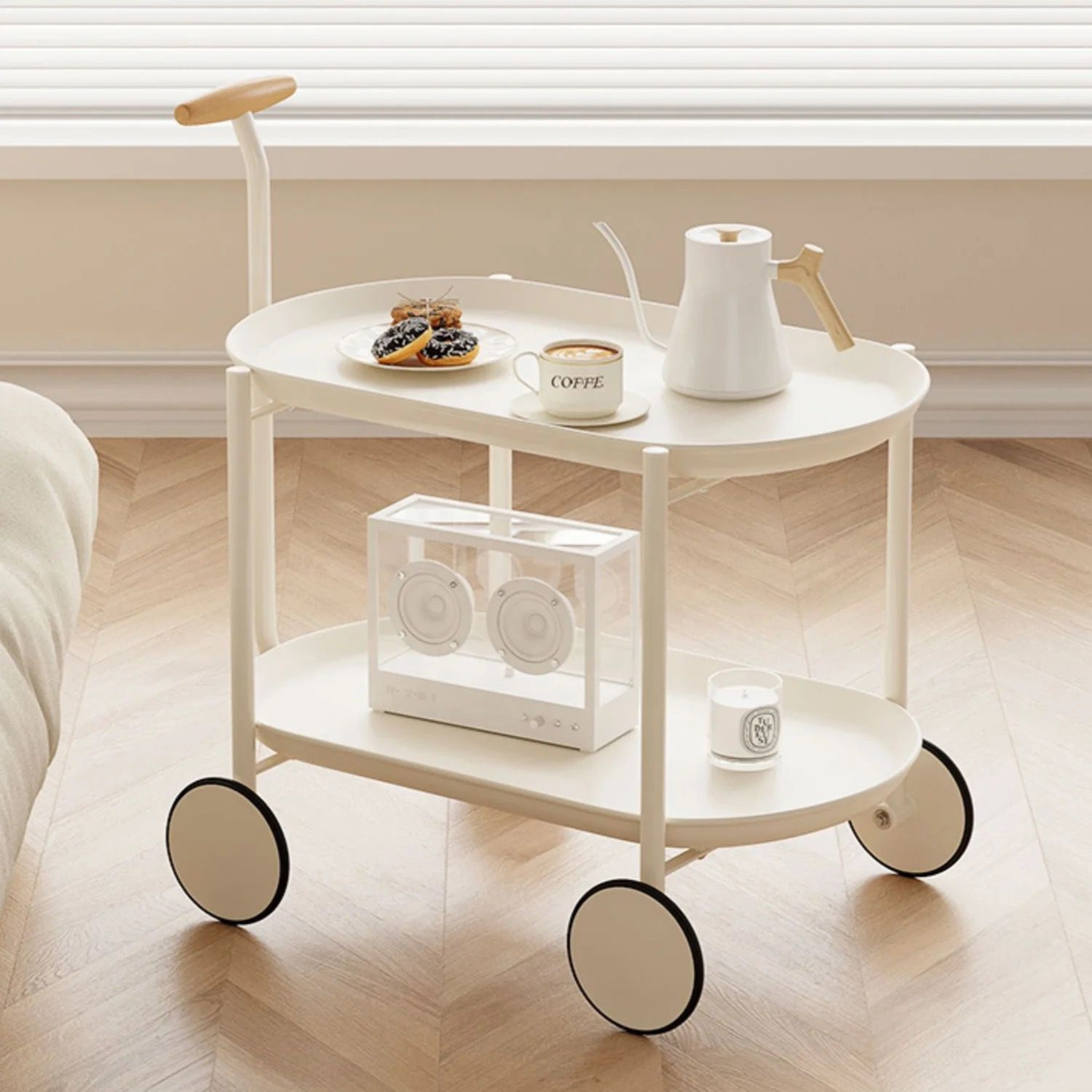 2 Tier Utility Storage Coffee & Tea Serving Trolley Cart Table