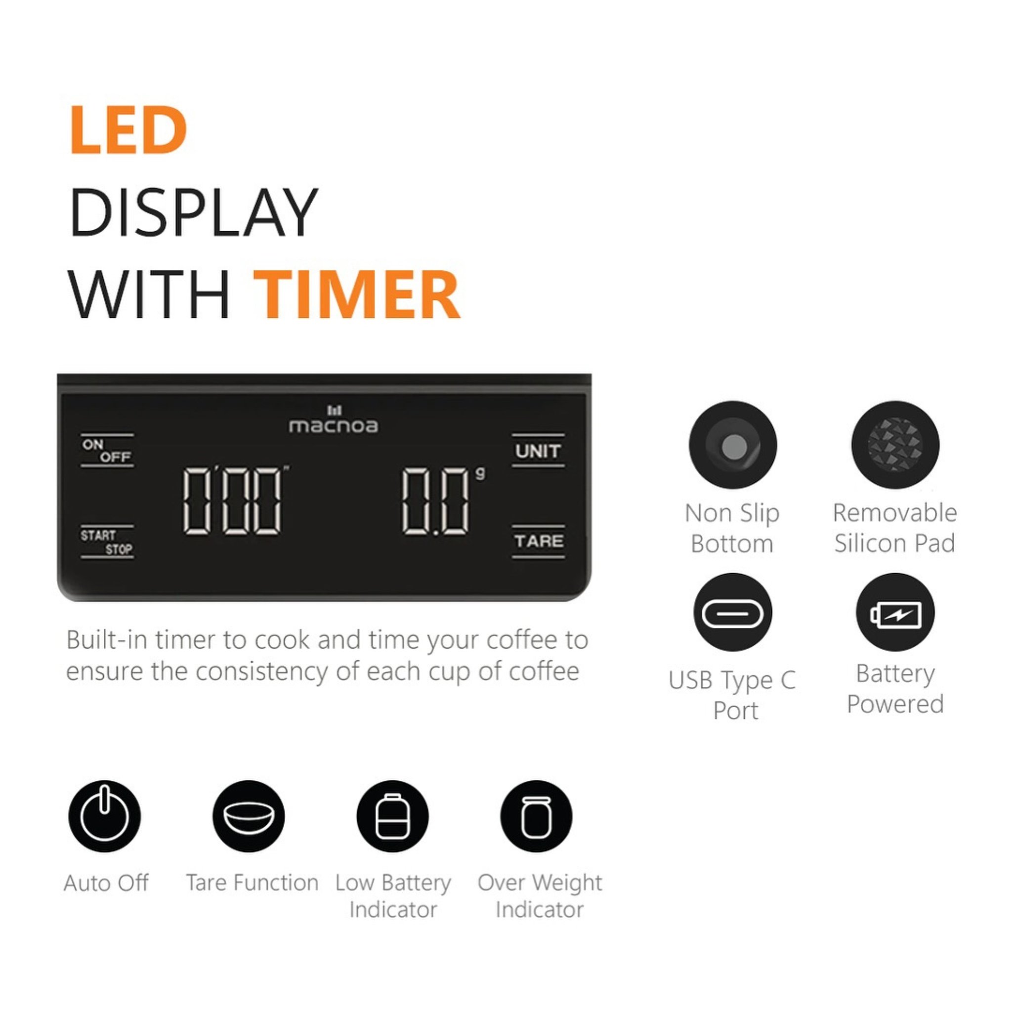 Macnoa Coffee Scale with Timer