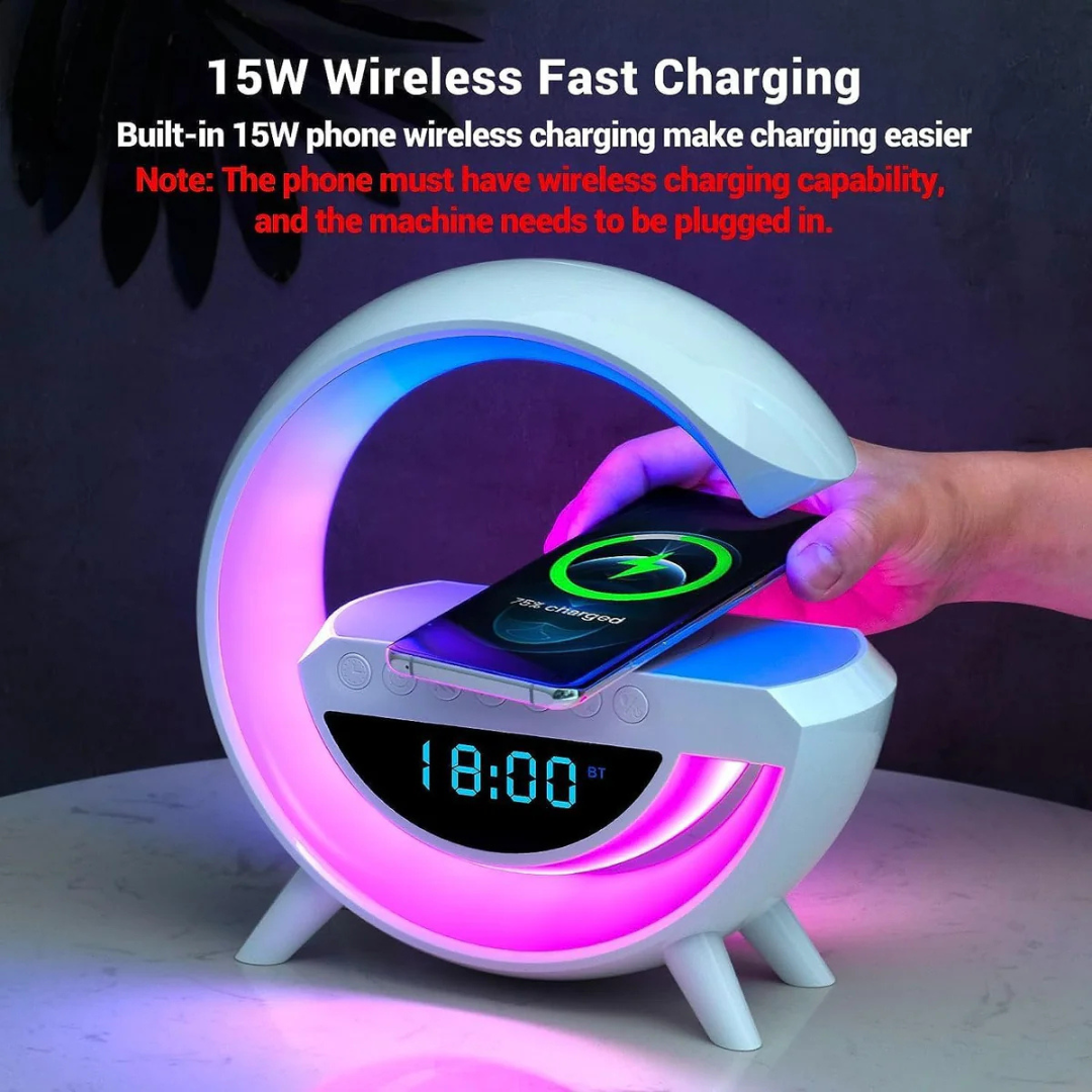 Wireless Charger Speaker with Ambient Light LED Display Clock