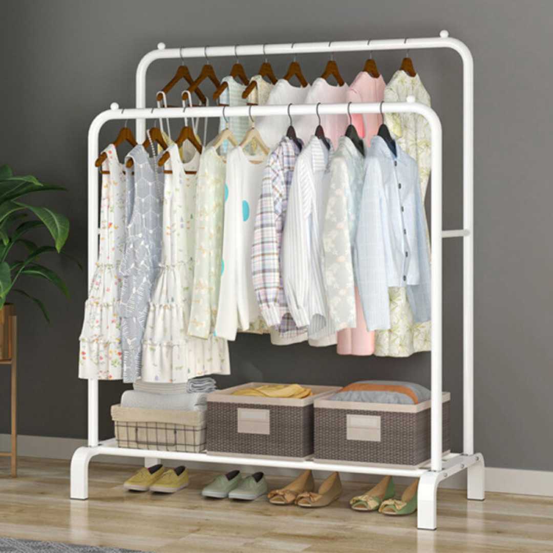 Double Pole Clothes Hanger, Stainless Steel Heavy Duty Cloth Stand
