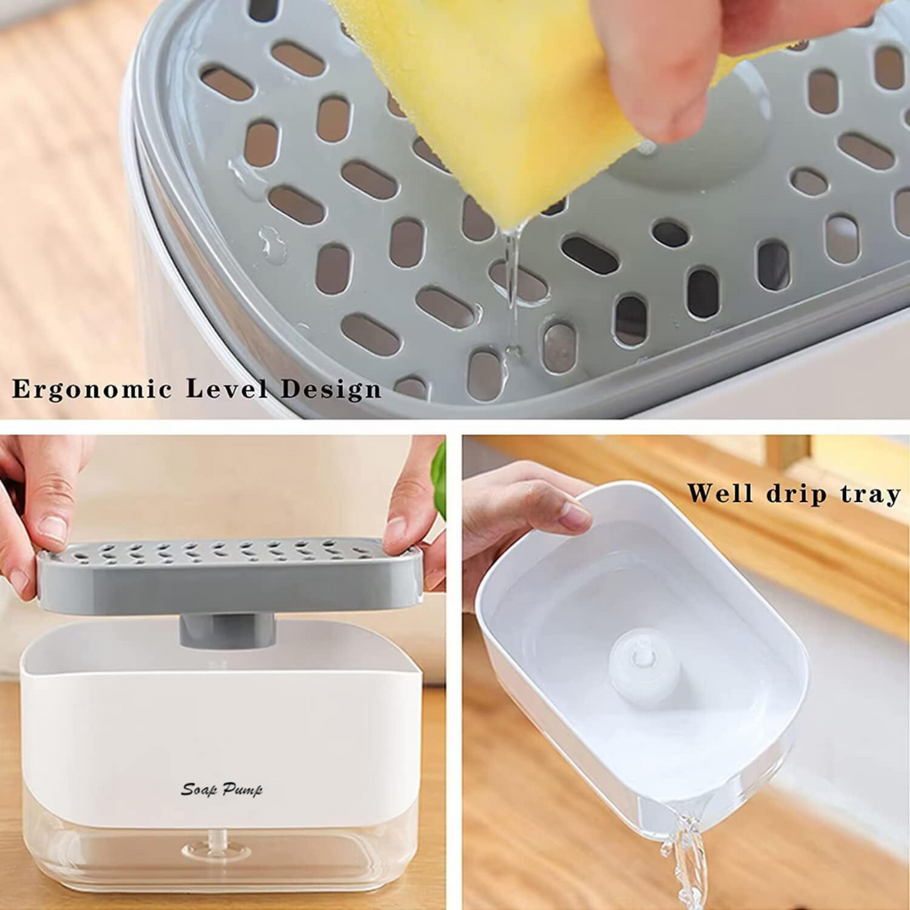 Soap Dispenser with Sponge Holder for Kitchen Sink