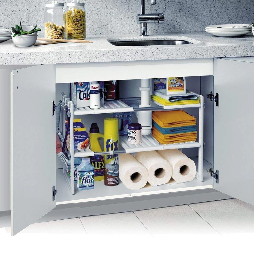 Under Sink Kitchen Cabinet Organizer Storage Rack