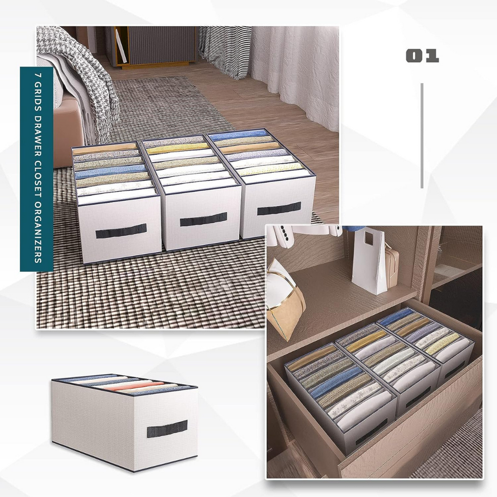 7 Grid Wardrobe Clothes Storage Organizer Box