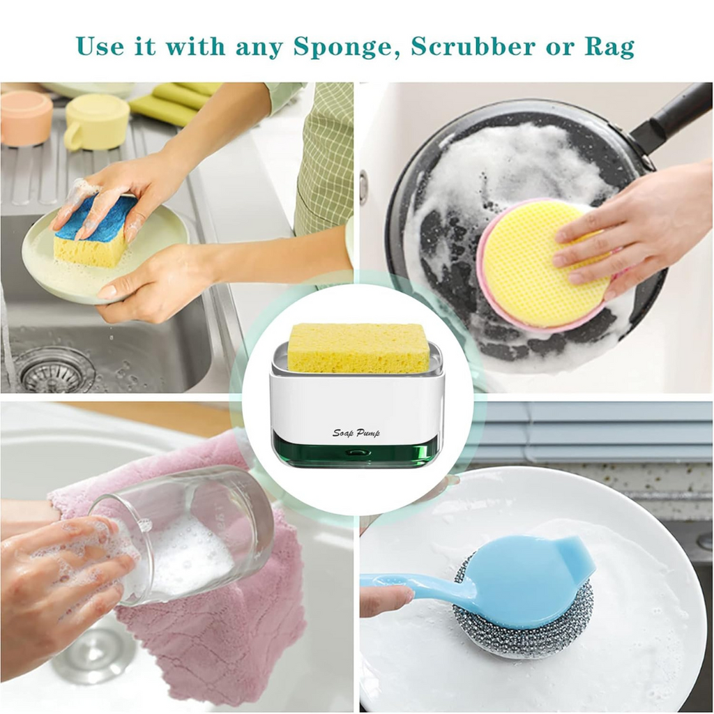 Soap Dispenser with Sponge Holder for Kitchen Sink