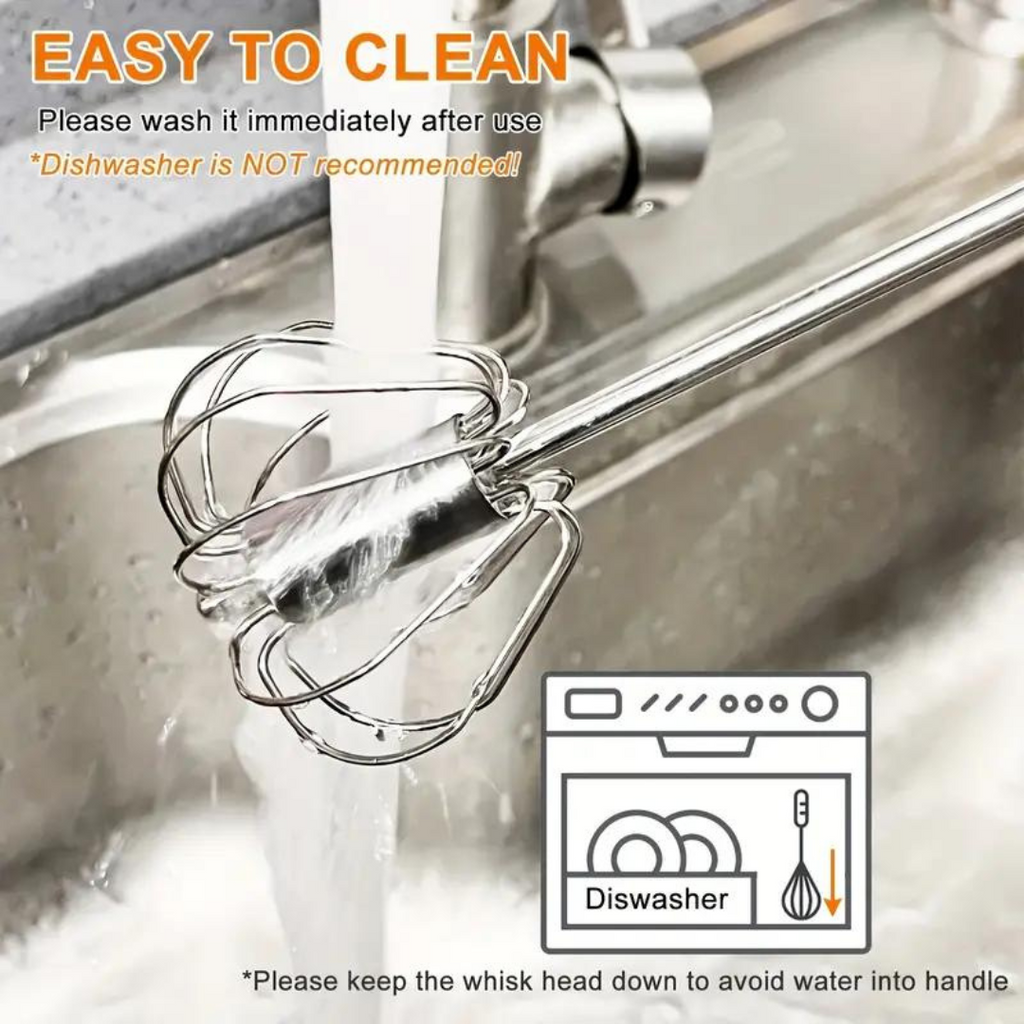 Stainless Steel Egg Beater Hand Push Semi Automatic Egg Whisk