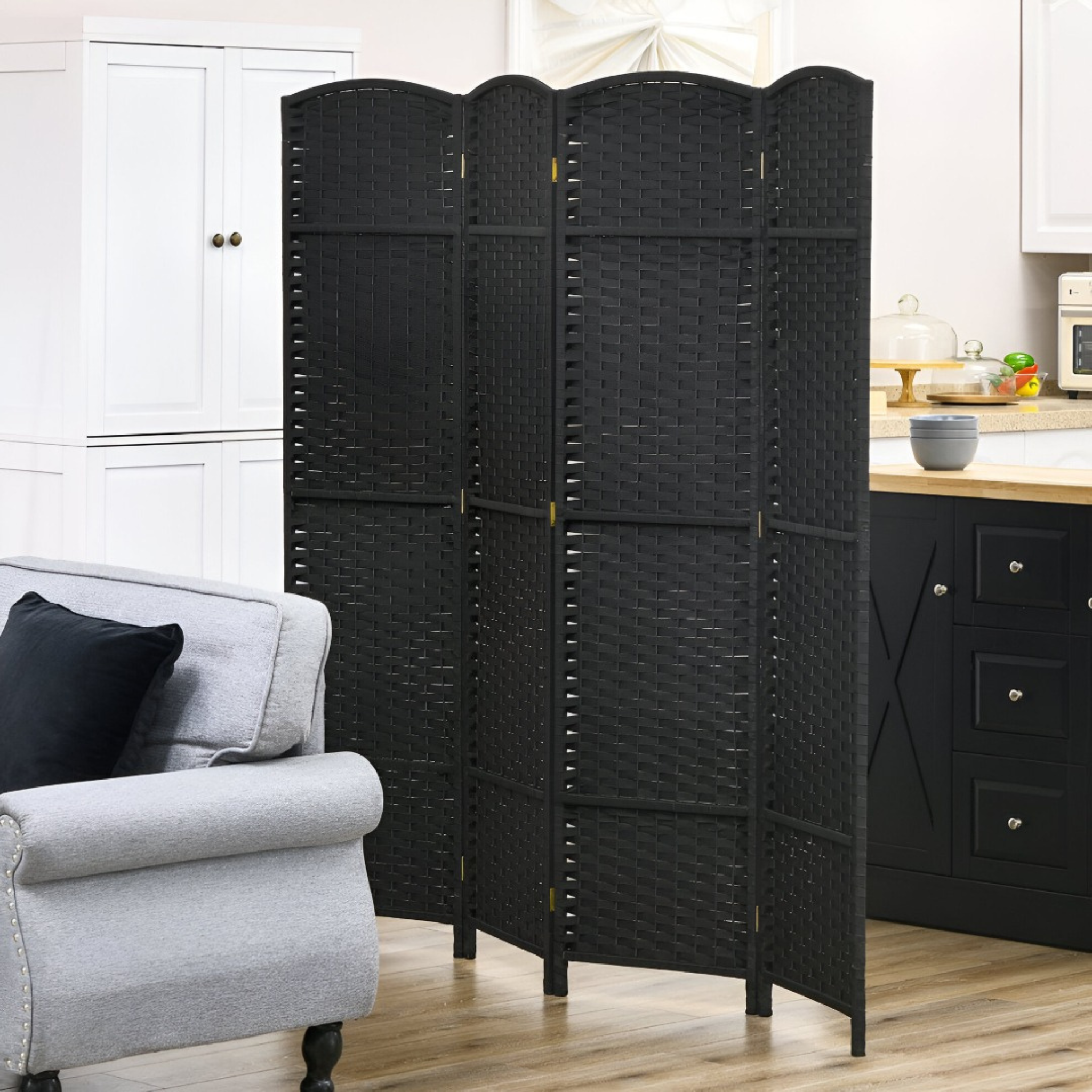 4 Panel Room Divider, Folding Privacy Screen, Freestanding Partition