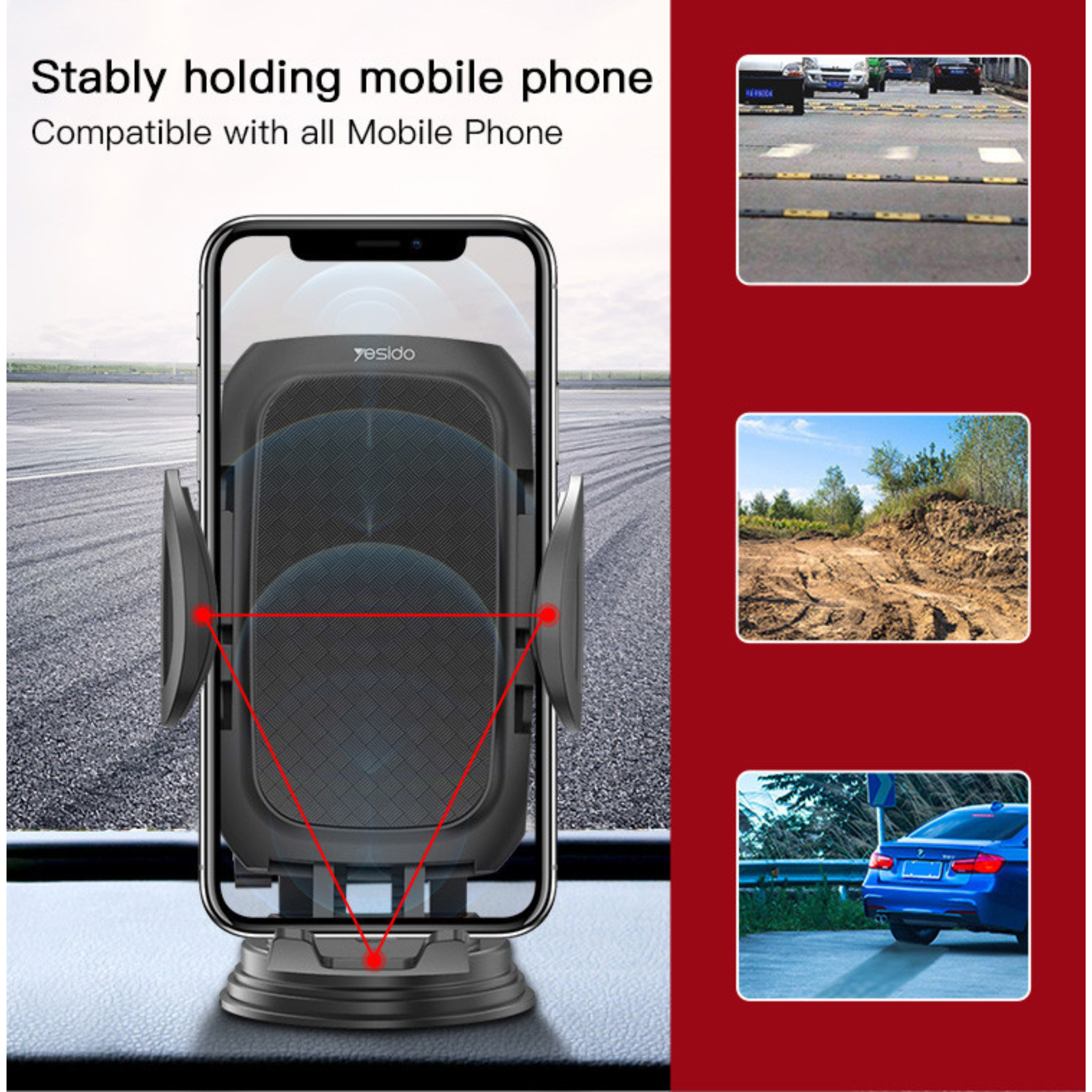 Yesido C111 Stretchable Long Arm Car Mobile Phone Holder with Button