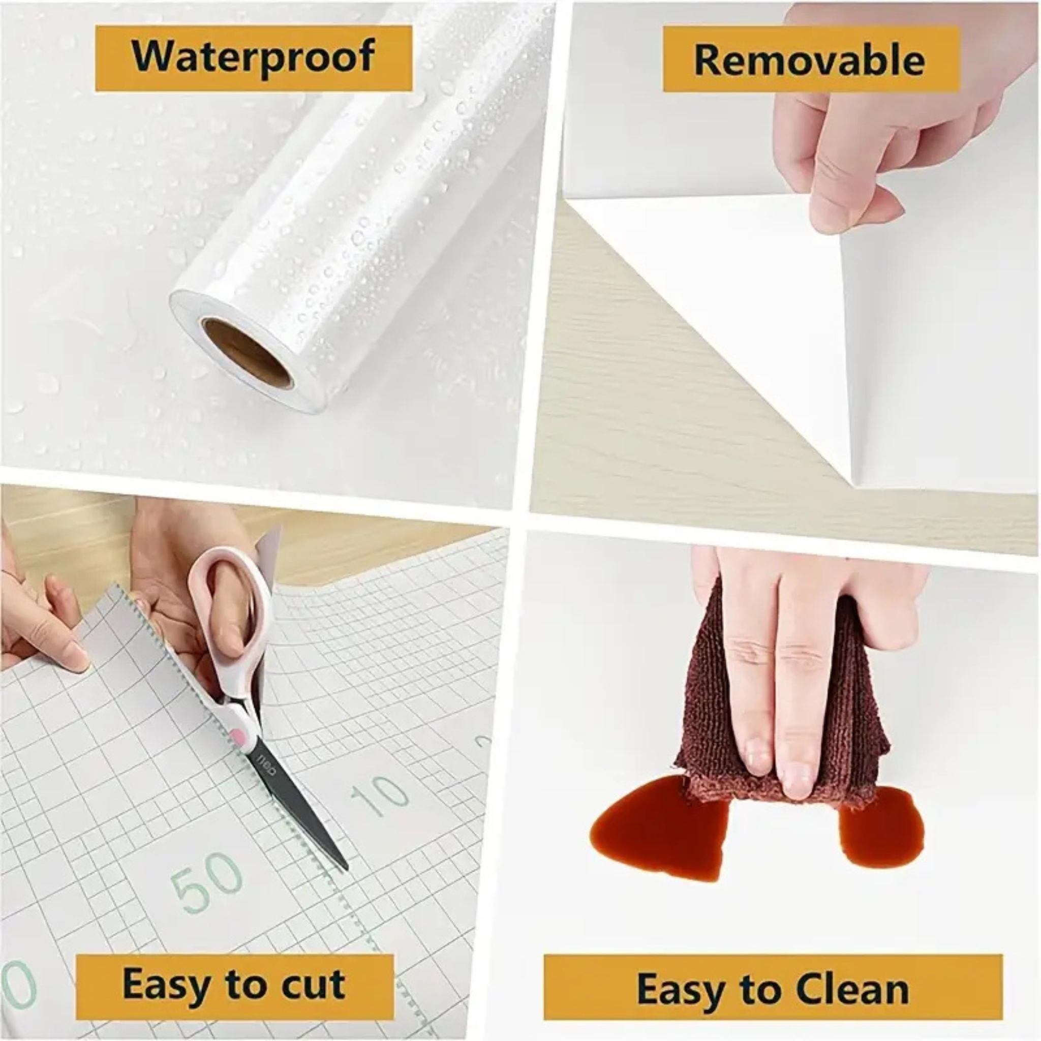 Waterproof Non-slip Self-Adhesive Marble Pattern Wallpaper Sticker for Kitchen, Cupboard & Dining Area