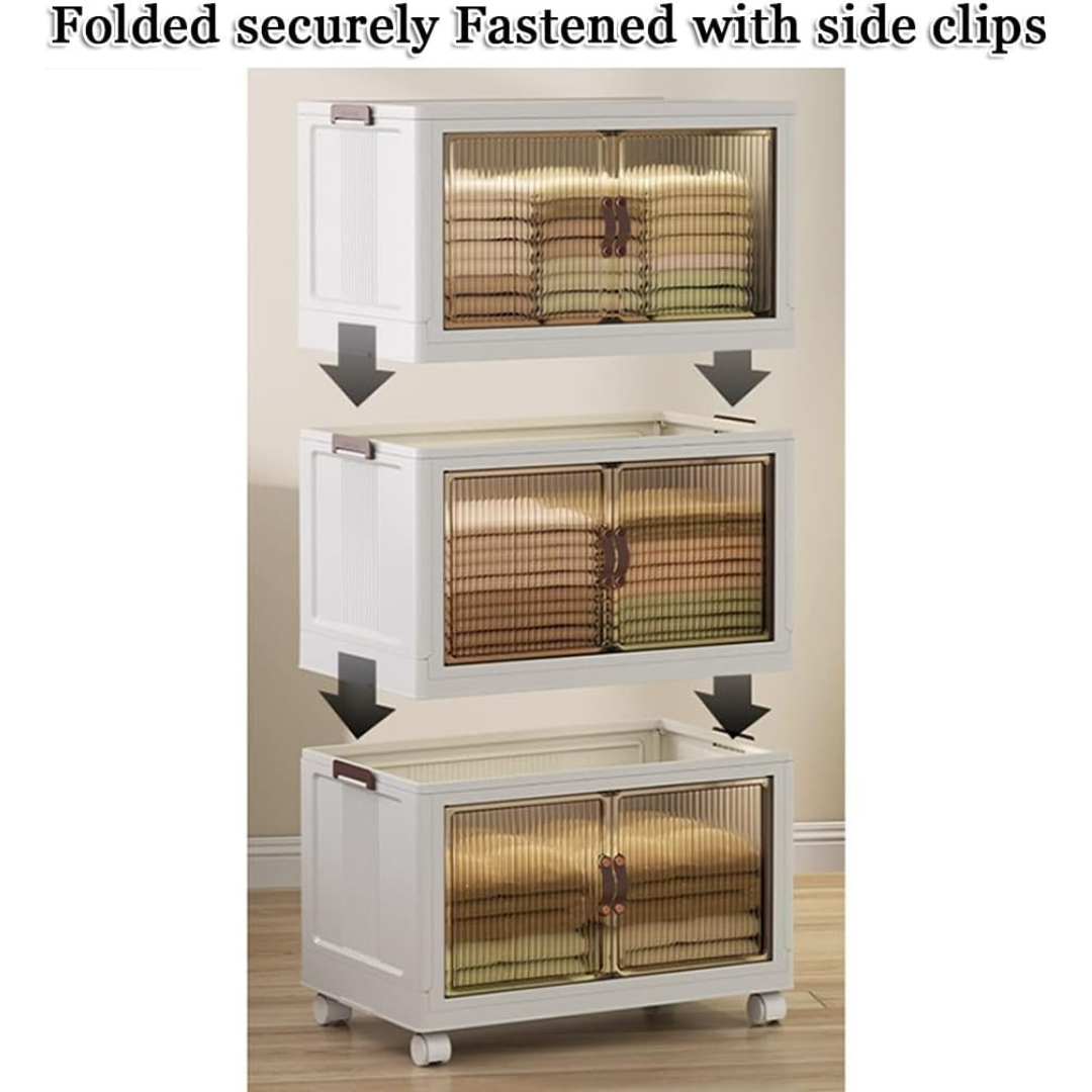 Multi-Layer Stackable Portable Folding Storage Cabinet with Wheels