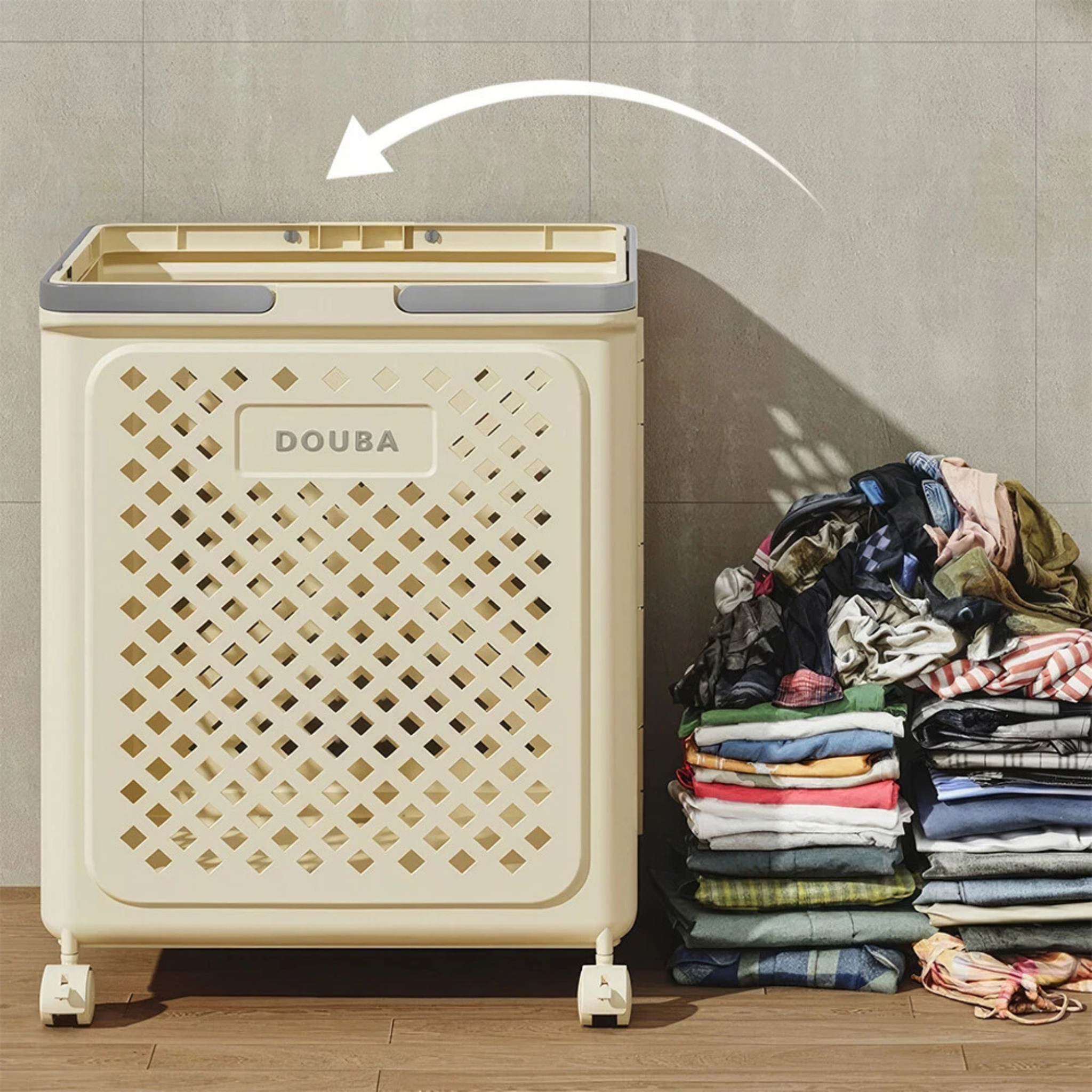 Large Capacity Folding Laundry Basket with Wheels