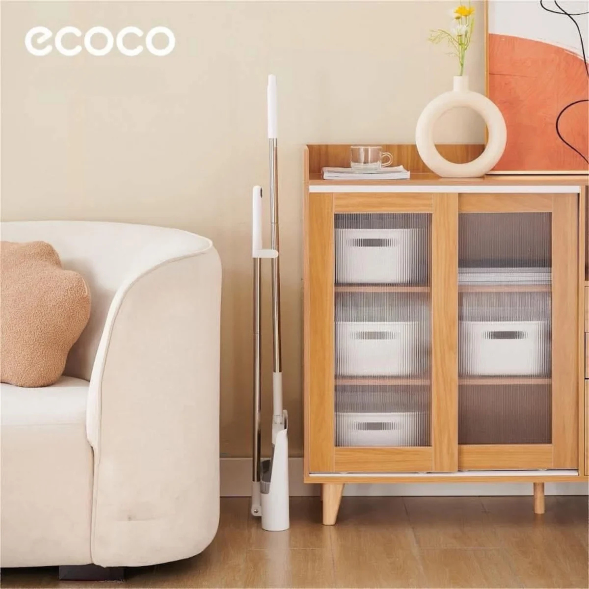 Ecoco Long Handle Broom with Dustpan
