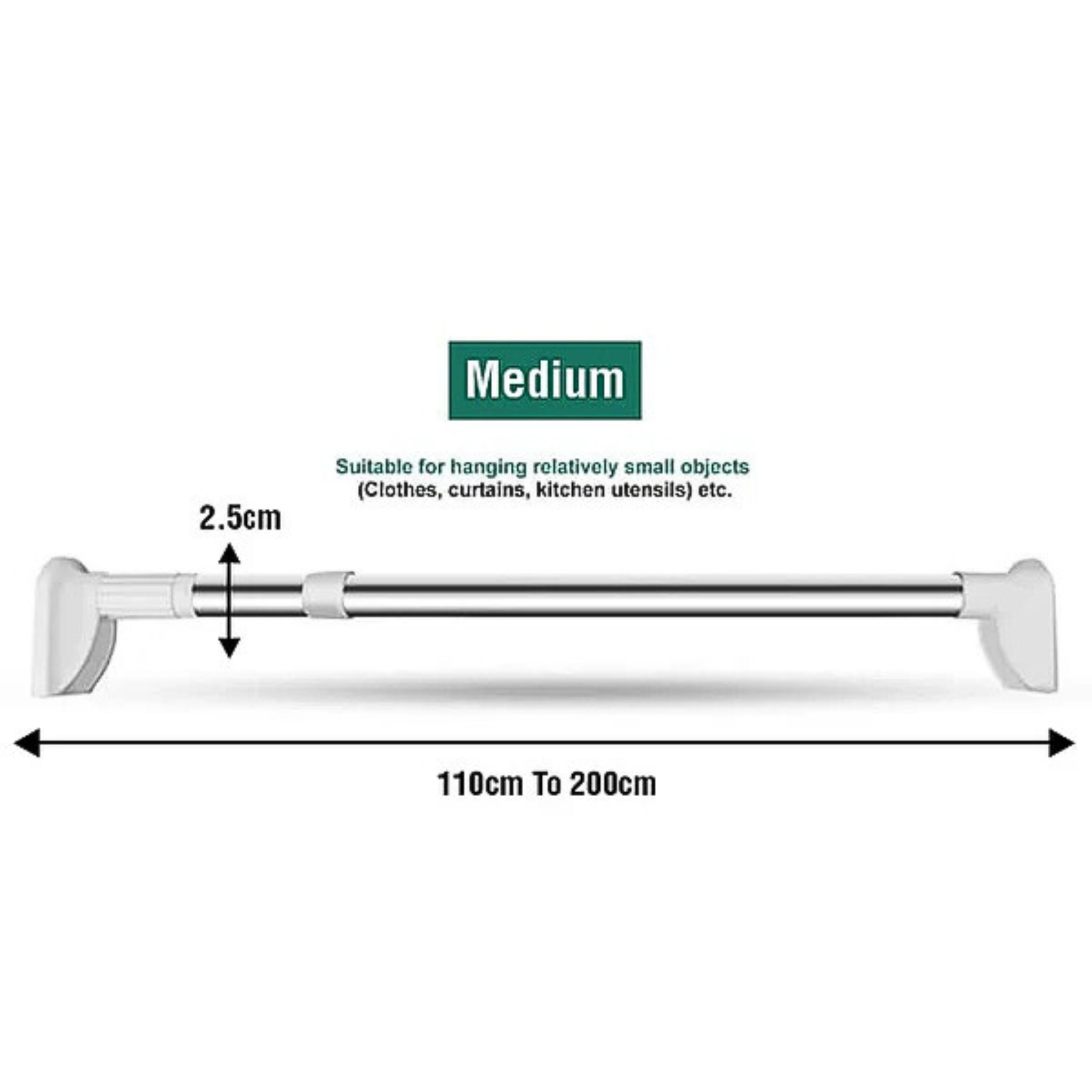 Adjustable Telescopic Curtain Rod – No Wall Drilling, Multipurpose