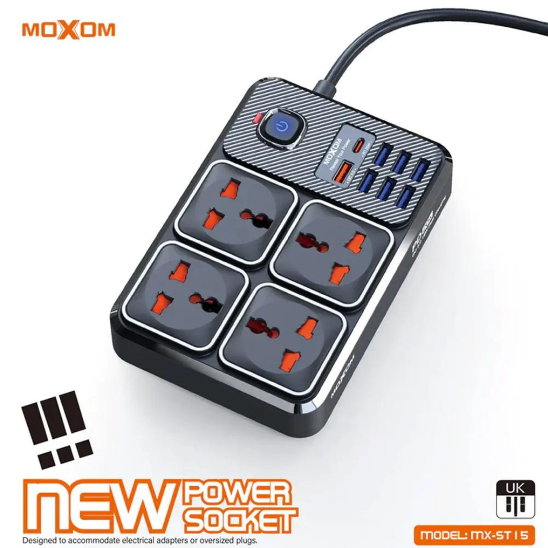 MOXOM MX-ST15 PD20W+QC18W 2500W Strip USB Adapter Extension Board