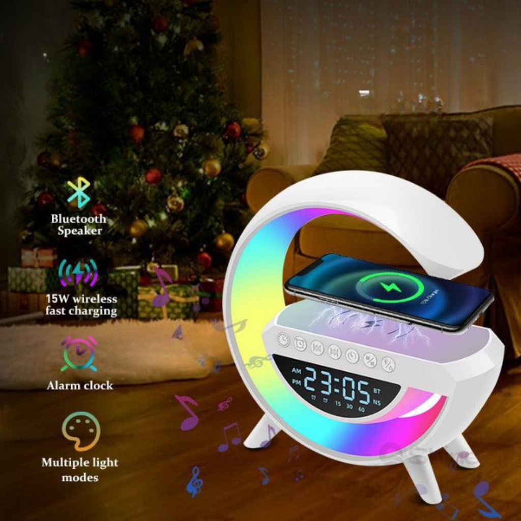 Wireless Charger Speaker with Ambient Light LED Display Clock