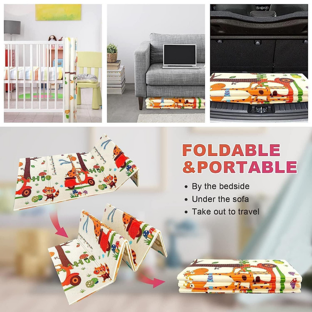 Baby Play Mat, Folding Baby Crawling Two Sided Play Mat