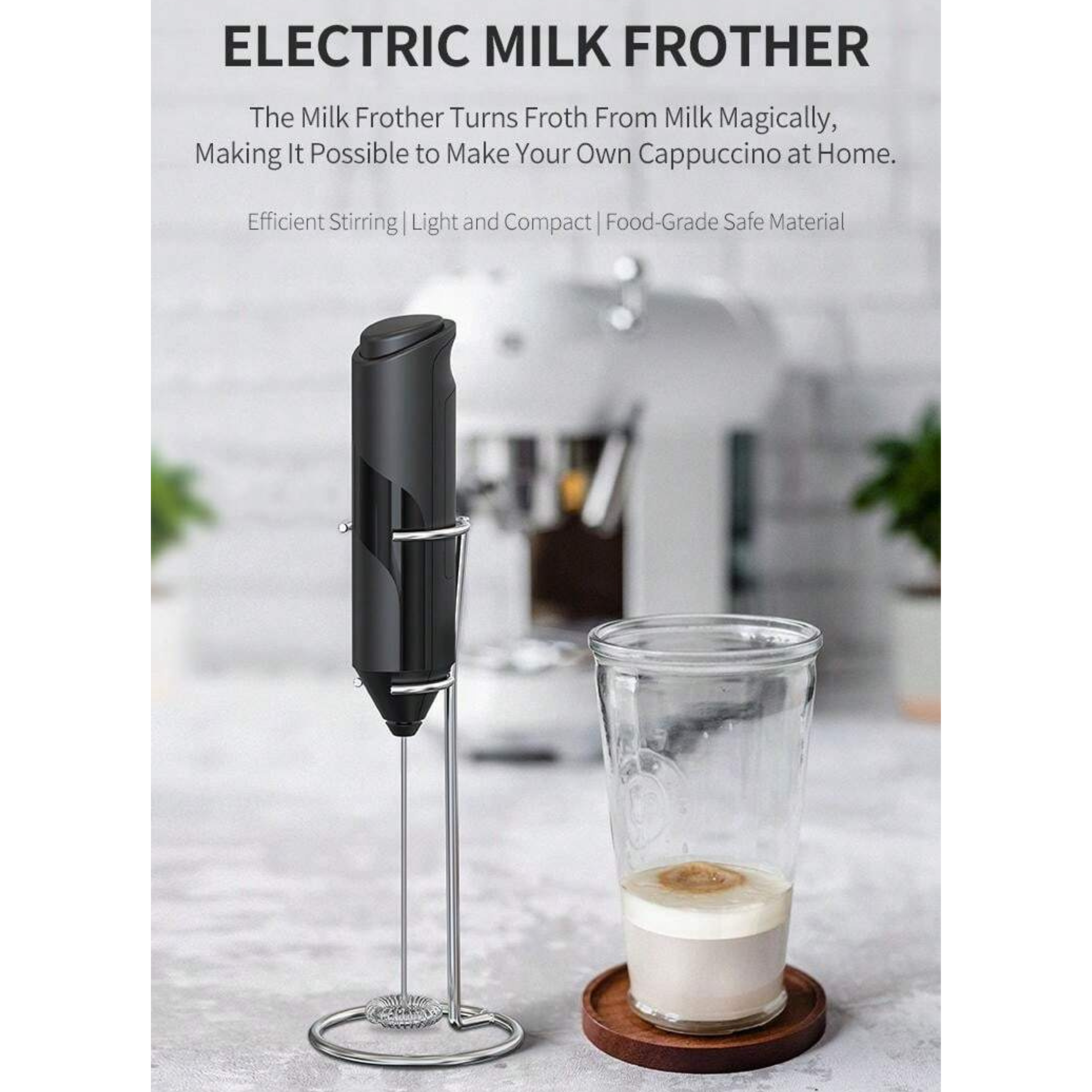 Electric Milk Frother - Handheld Automatic Coffee Stirrer